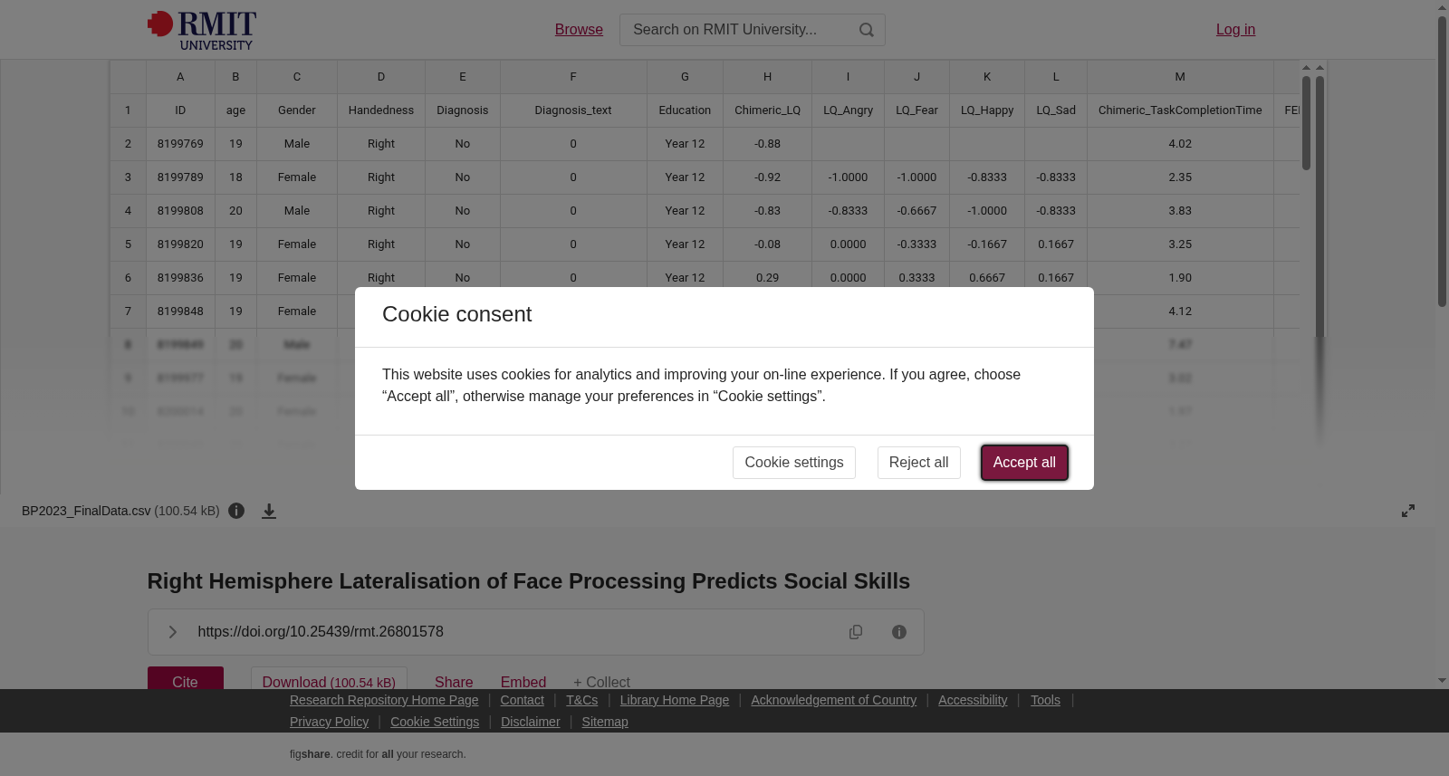 <b>Right Hemisphere Lateralisation of Face Processing Predicts Social Skills</b> 数据集图片