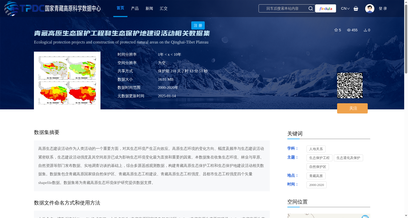 青藏高原生态保护工程和生态保护地建设活动相关数据集 数据集图片