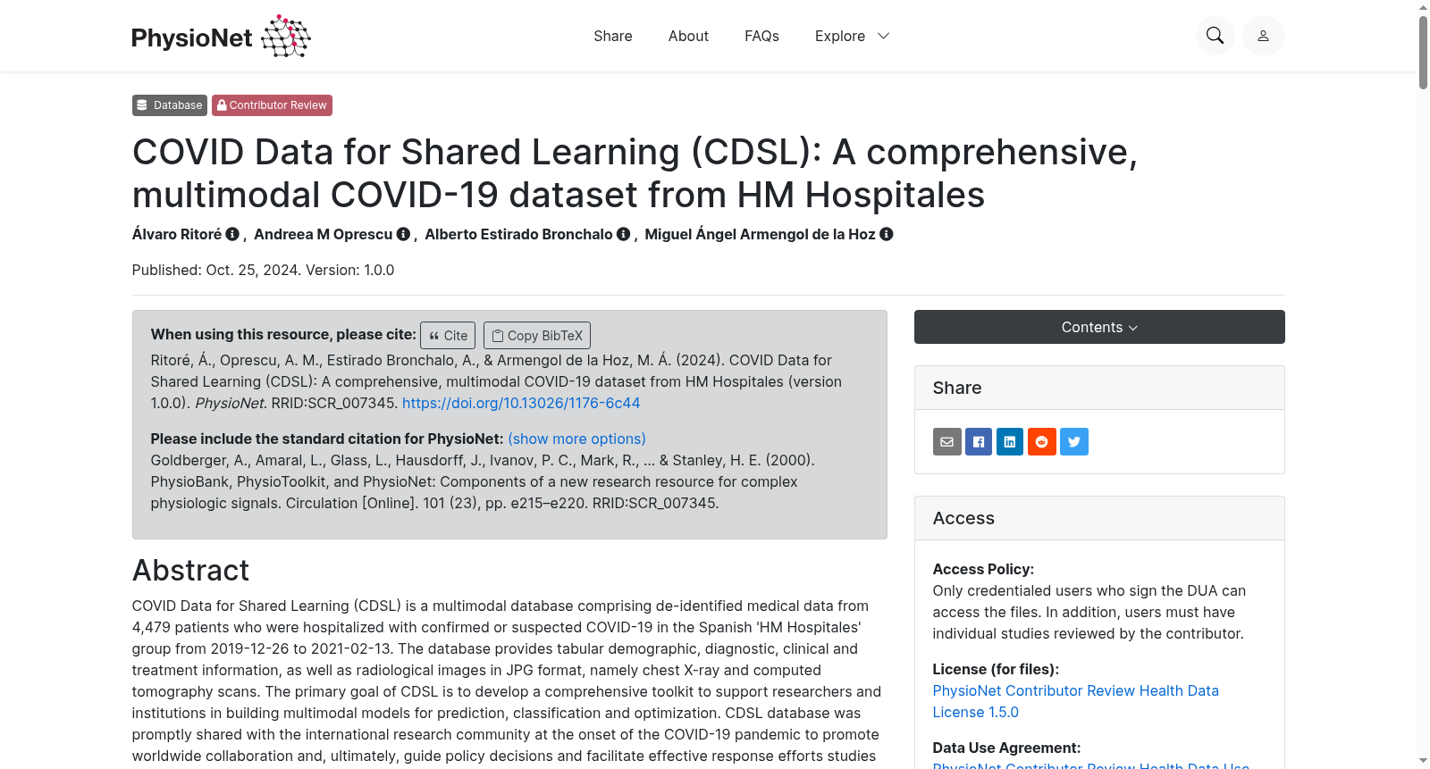 COVID Data for Shared Learning (CDSL): A comprehensive, multimodal COVID-19 dataset from HM Hospitales 数据集图片