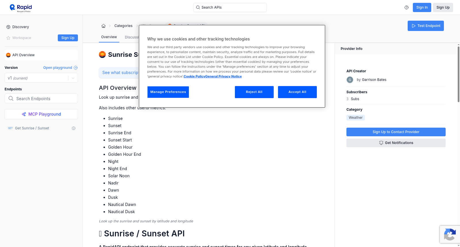 Sunrise Sunset API 数据集图片