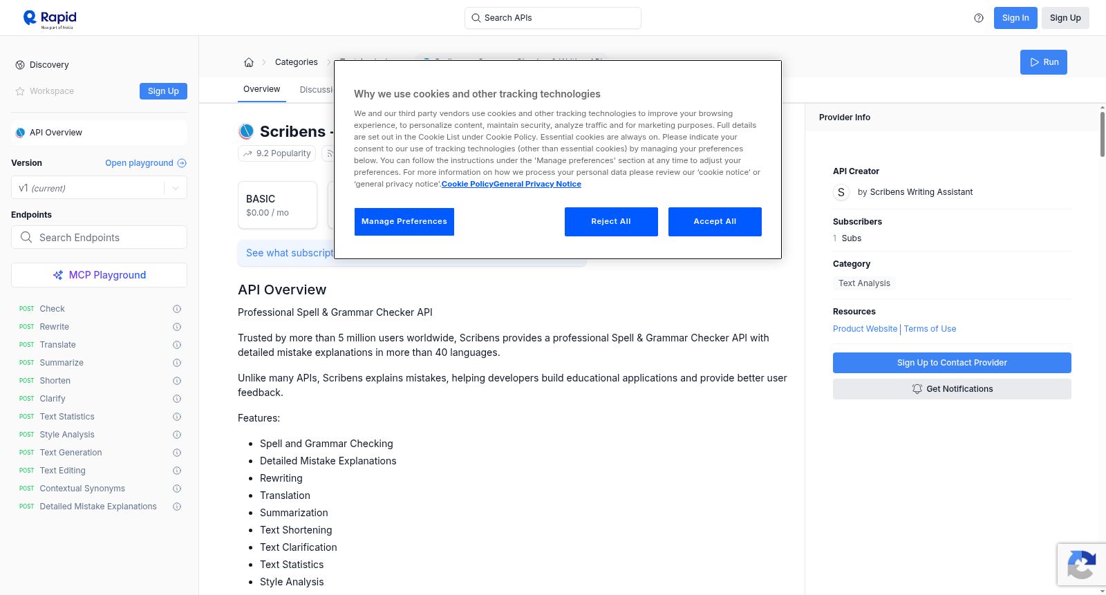 Scribens - Grammar Checker & Writing API 数据集图片