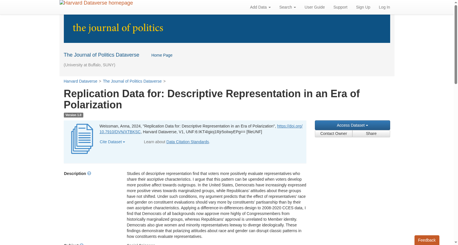 Replication Data for: Descriptive Representation in an Era of Polarization 数据集图片