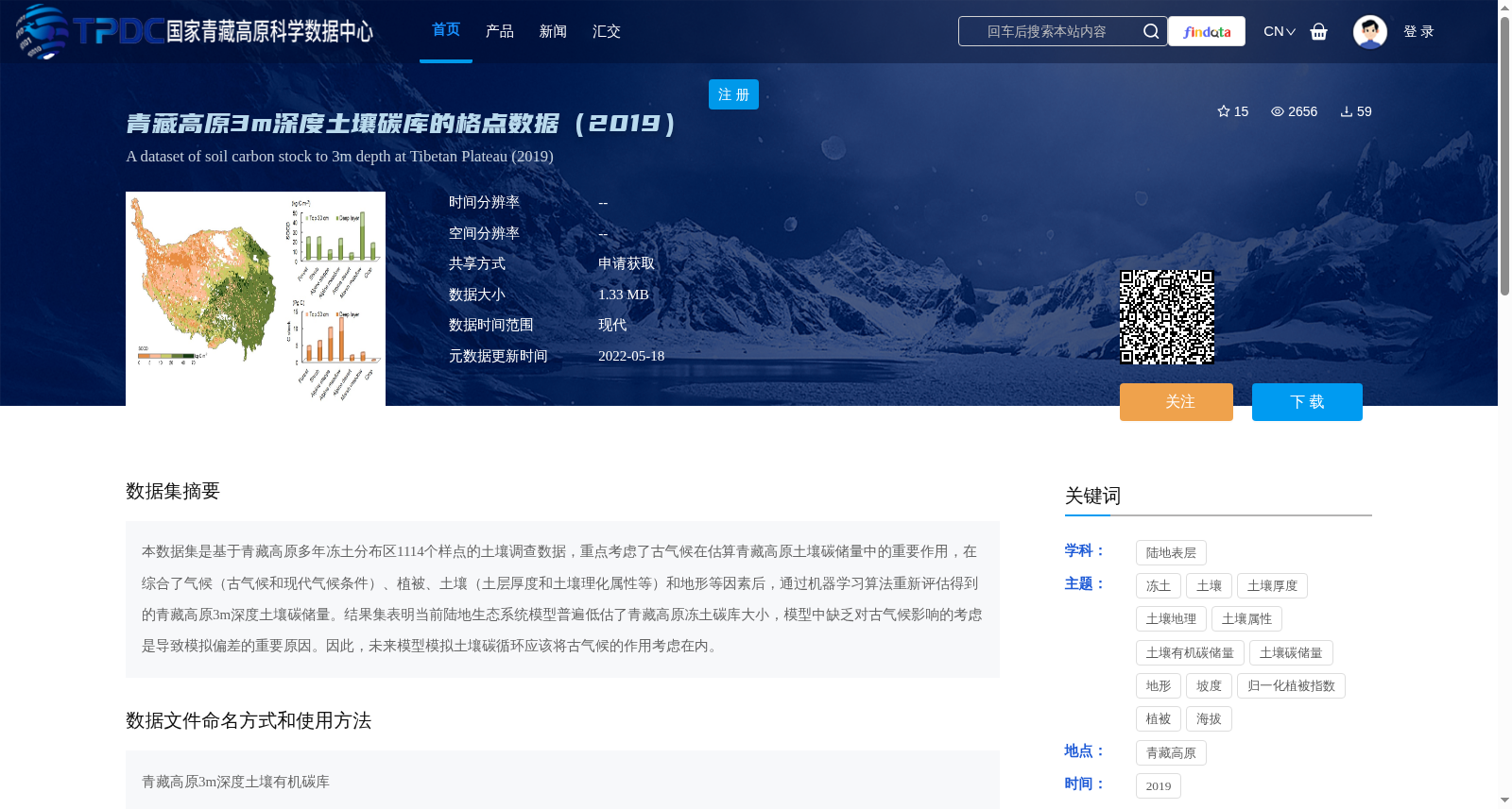 青藏高原3m深度土壤碳库的格点数据（2019） 数据集图片