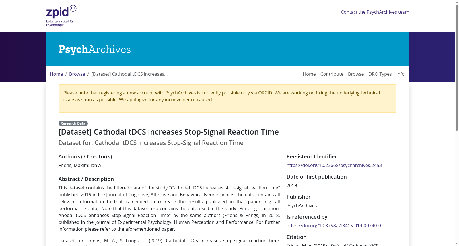 [Dataset] Cathodal tDCS increases Stop-Signal Reaction Time 数据集图片