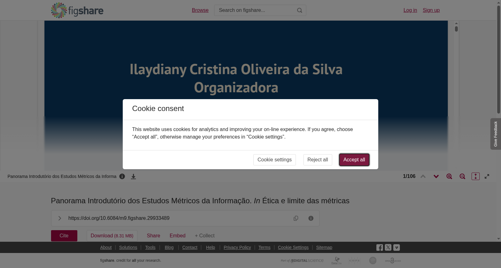 Panorama Introdutório dos Estudos Métricos da Informação. <i>In</i> Ética e limite das métricas 数据集图片