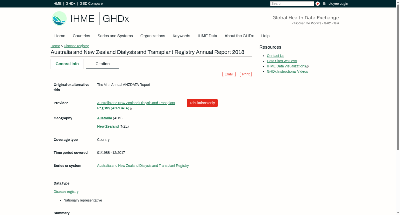 Australia and New Zealand Dialysis and Transplant Registry Annual Report 2018 数据集图片