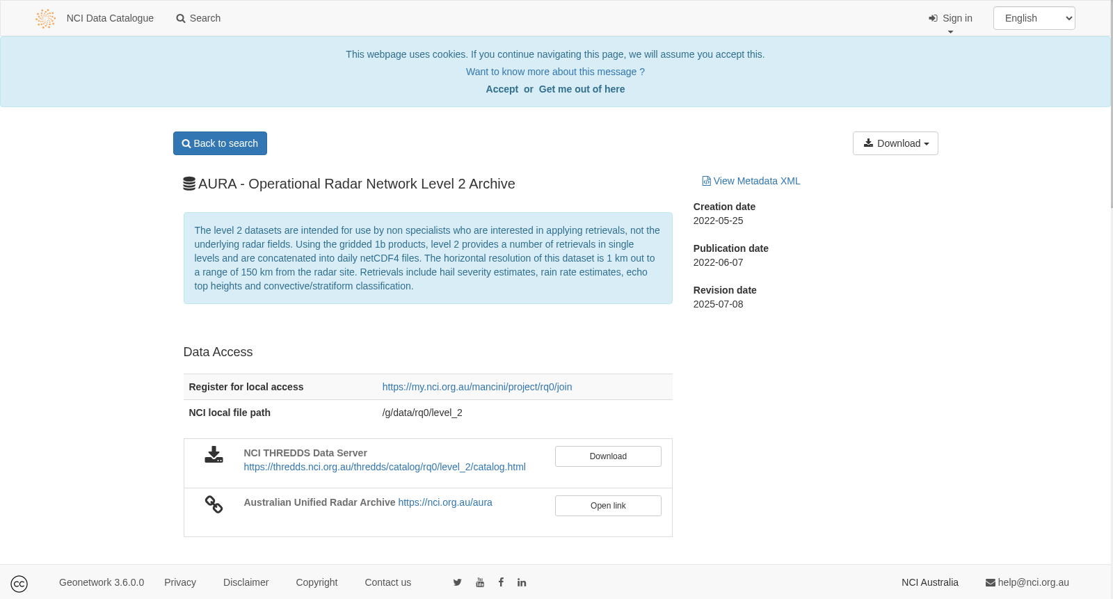 AURA - Operational Radar Network Level 2 Archive 数据集图片