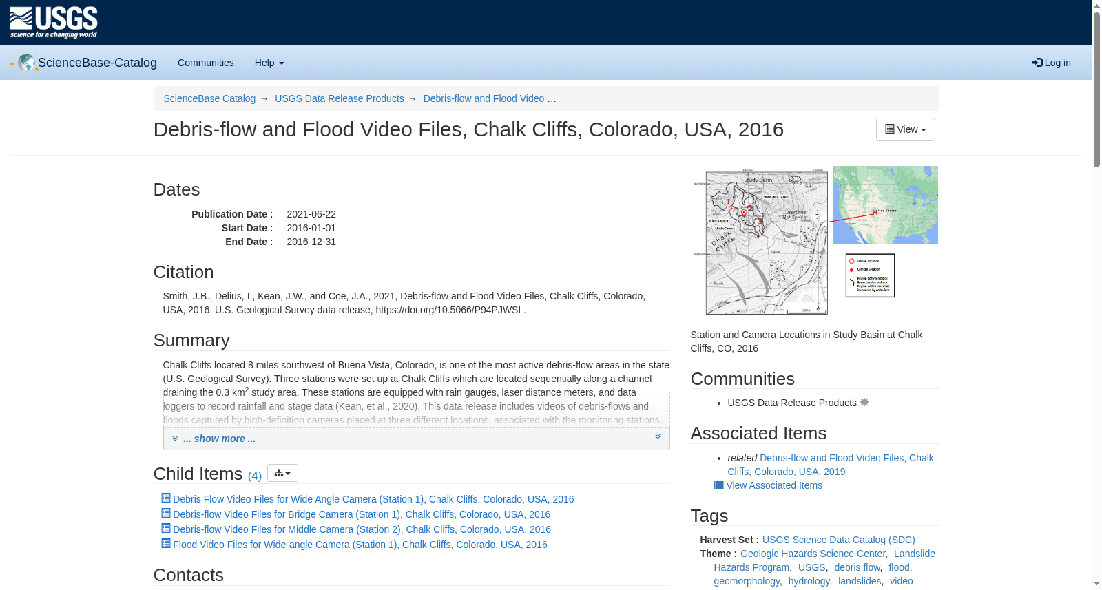 Debris-flow and Flood Video Files, Chalk Cliffs, Colorado, USA, 2016 数据集图片