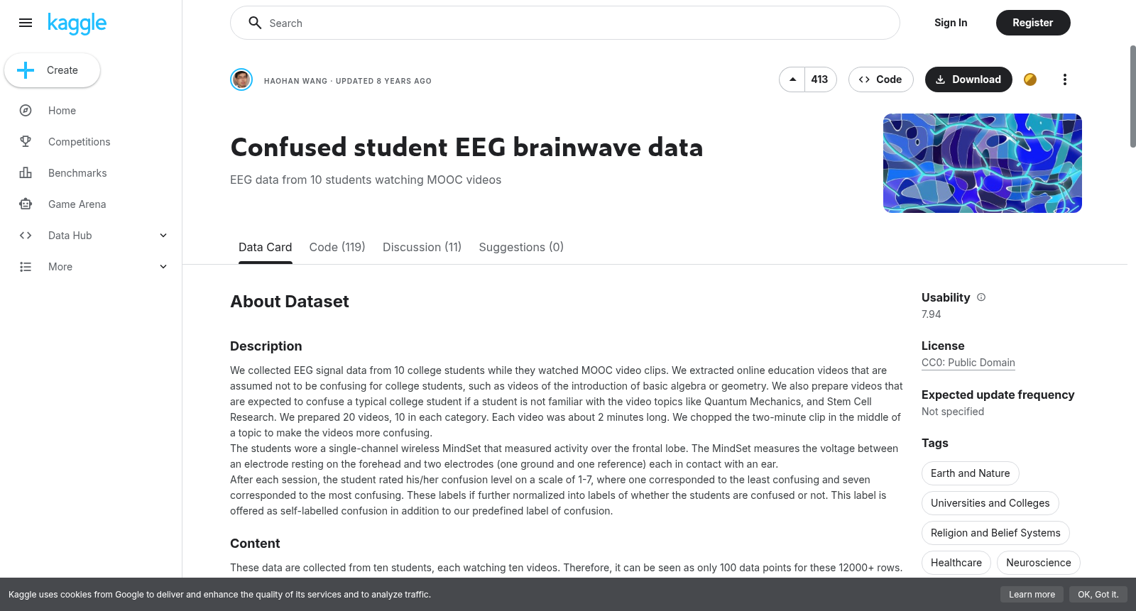 Confused student EEG brainwave data 数据集图片