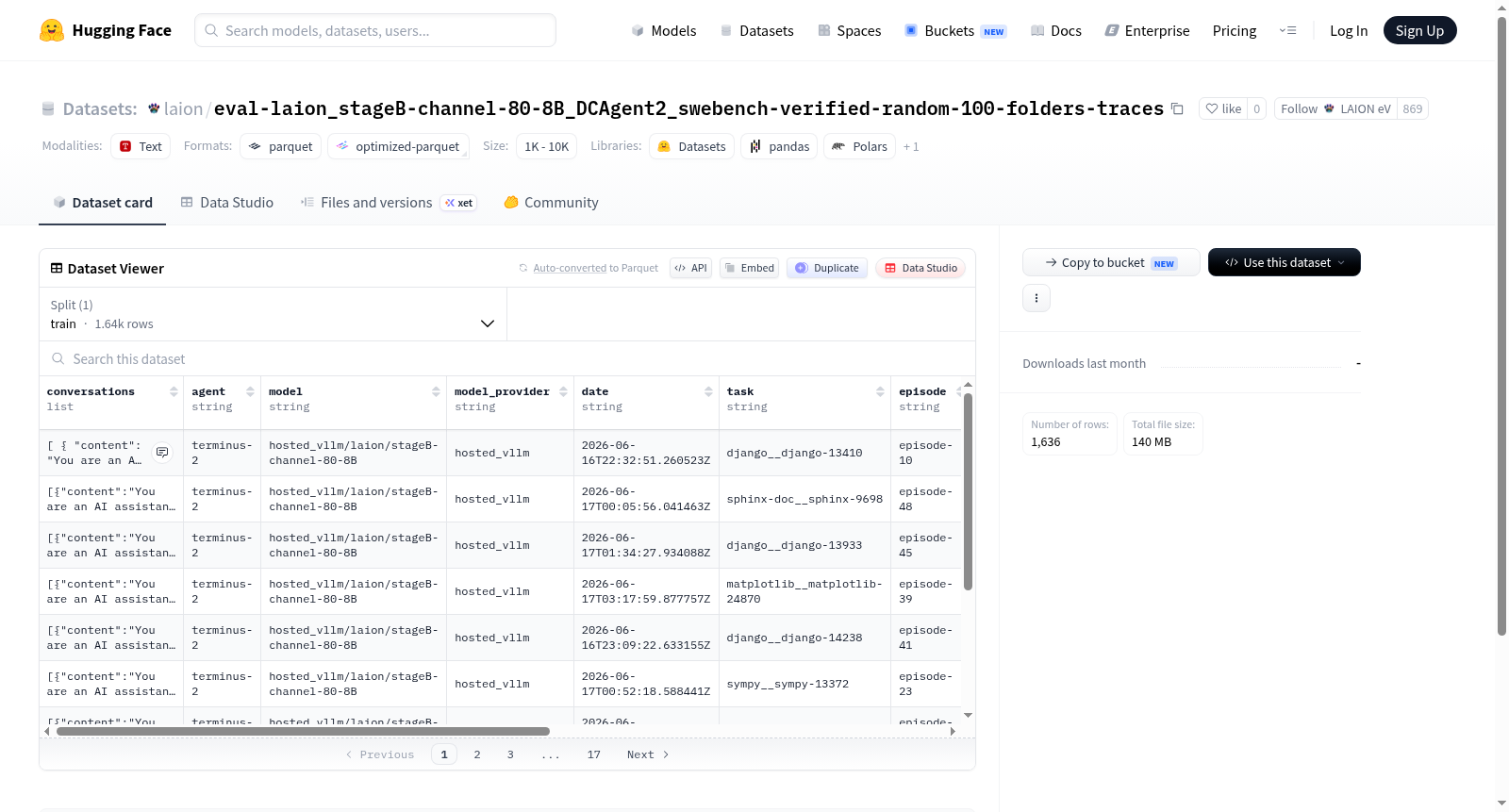 eval-laion_stageB-channel-80-8B_DCAgent2_swebench-verified-random-100-folders-traces 数据集图片