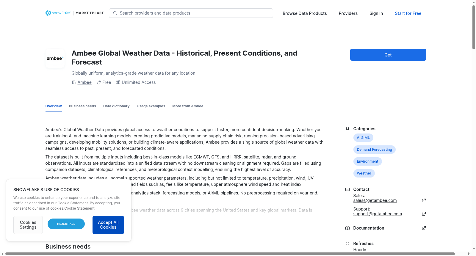 Ambee Global Weather Data - Historical, Present Conditions, and Forecast 数据集图片