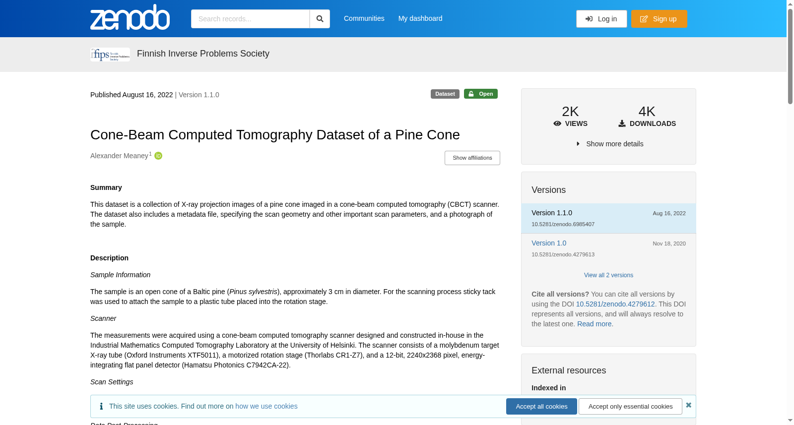 Cone-Beam Computed Tomography Dataset of a Pine Cone 数据集图片