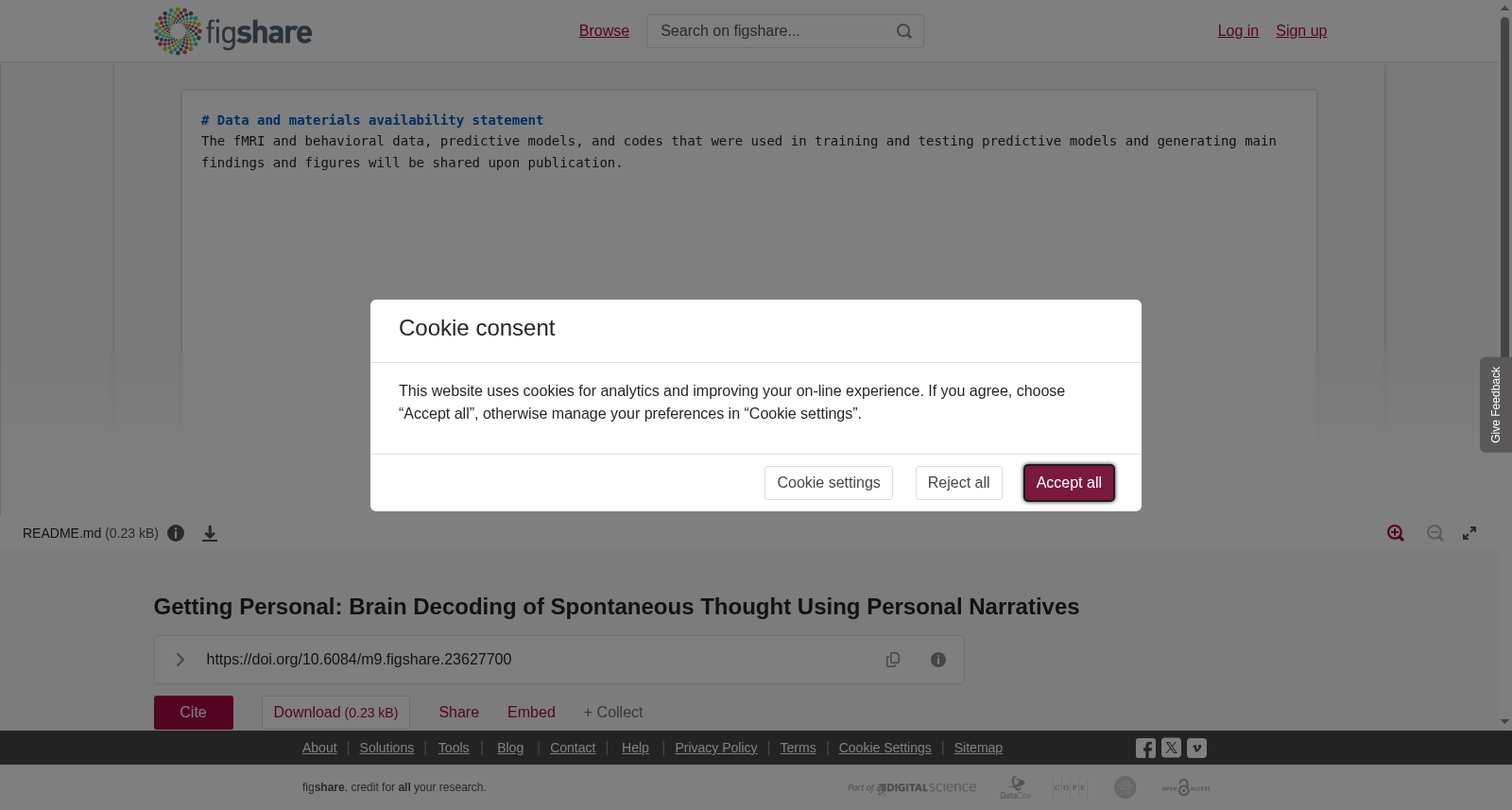 <strong>Getting Personal: Brain Decoding of Spontaneous Thought Using Personal Narratives</strong> 数据集图片