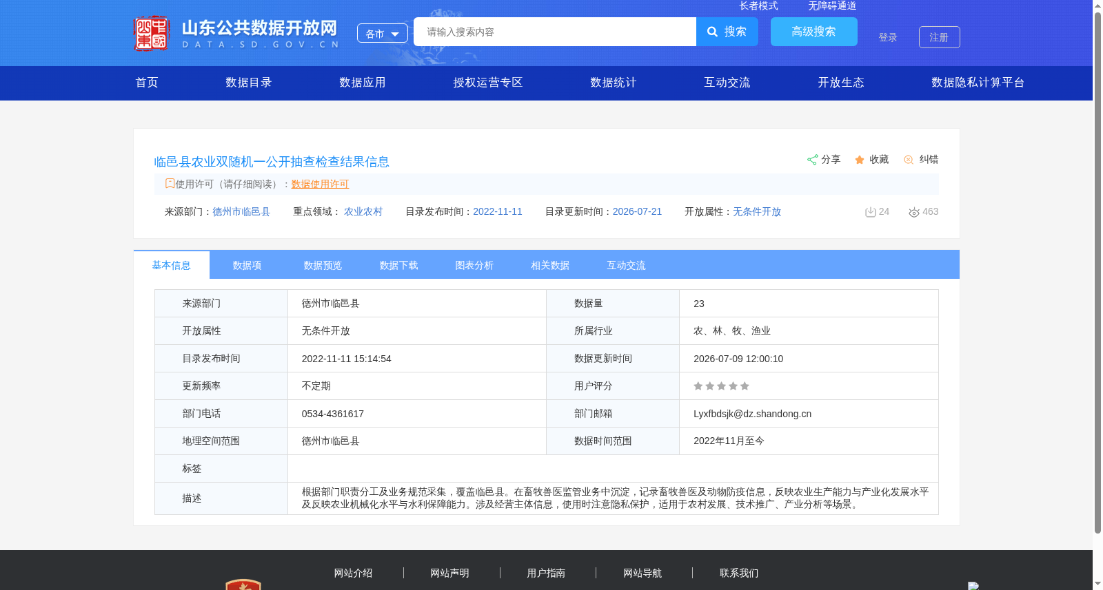 临邑县农业双随机一公开抽查检查结果信息 数据集图片