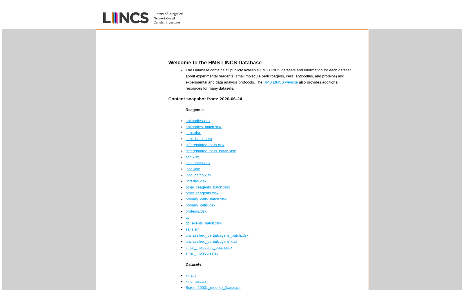 Harvard Medical School, Library of Integrated Network-Based Cellular Signatures Database 数据集图片