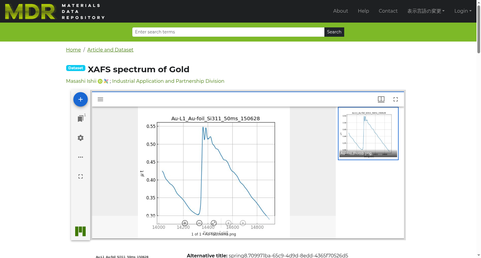 XAFS spectrum of Gold 数据集图片