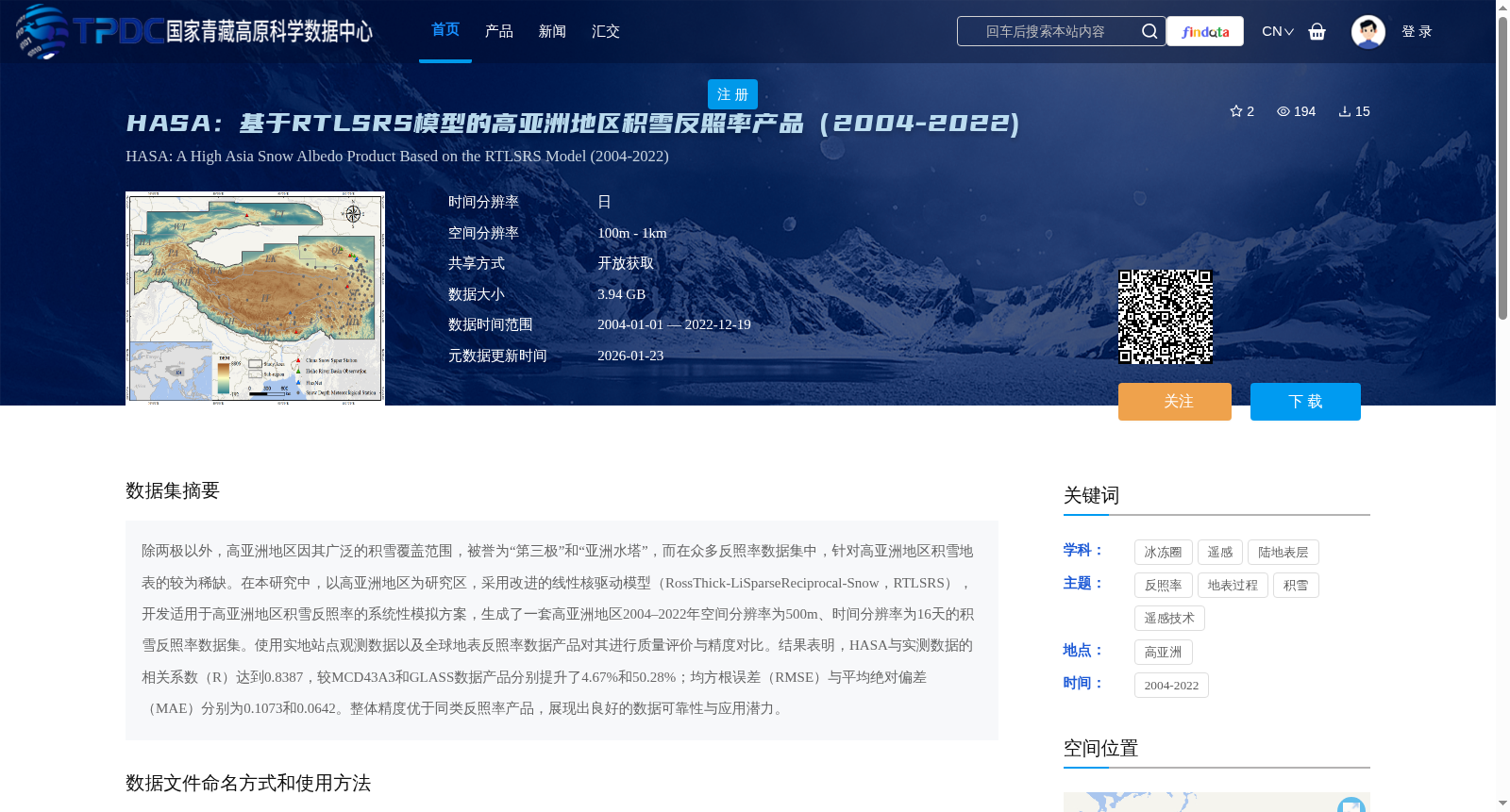 HASA:基于RTLSRS模型的高亚洲地区积雪反照率产品(2004-2022) 数据集图片