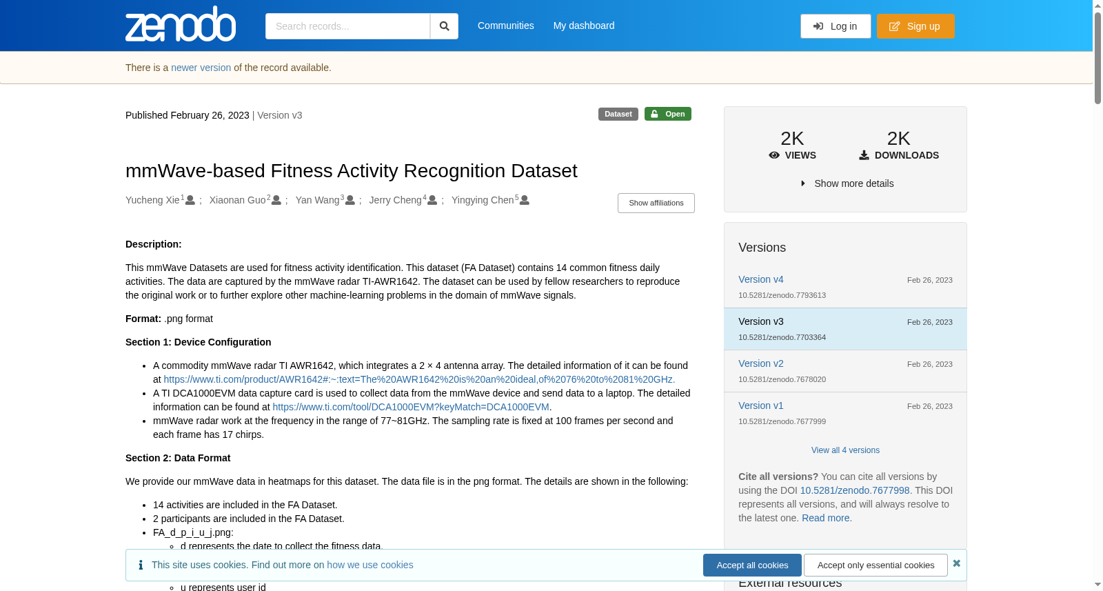 mmWave-based Activity Recognition Dataset 数据集图片