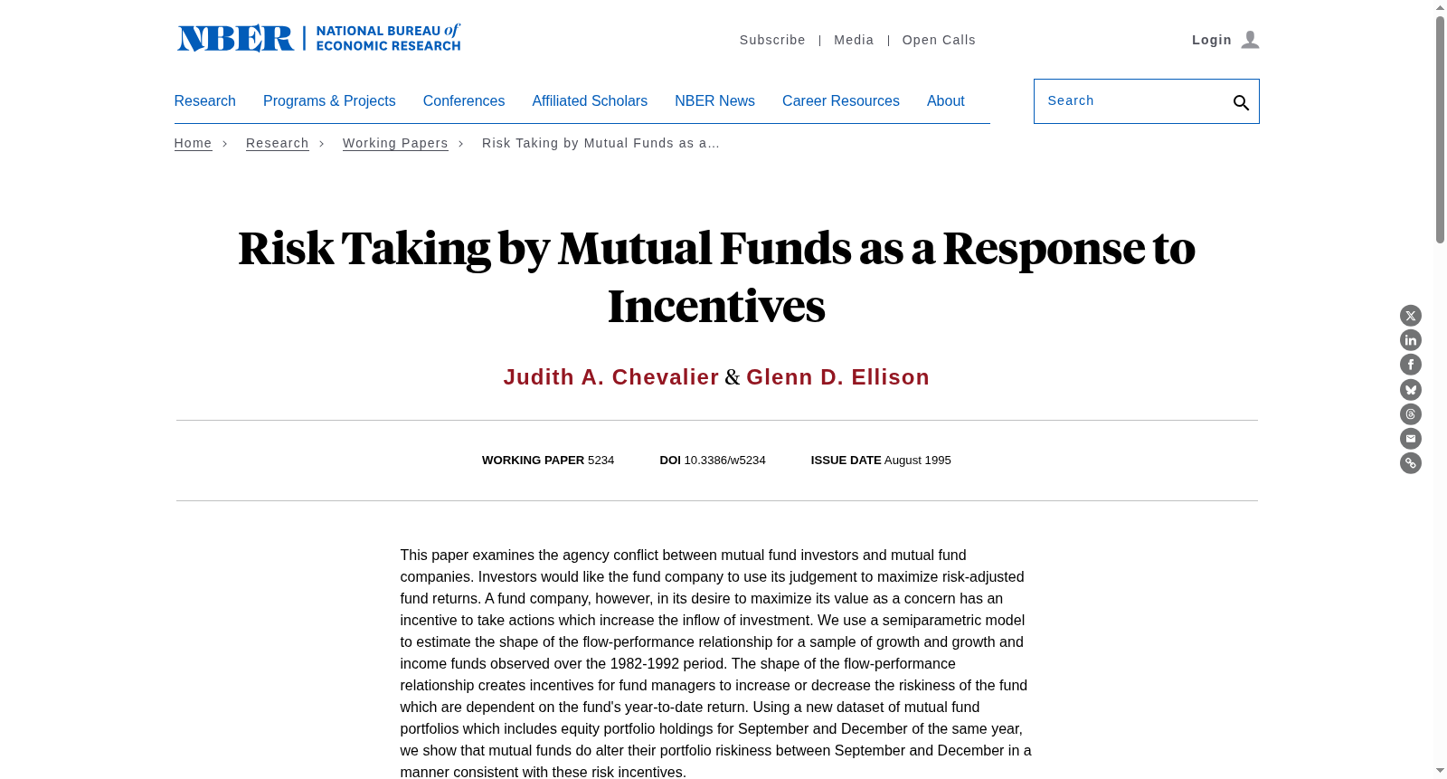 Risk Taking by Mutual Funds as a Response to Incentives 数据集图片