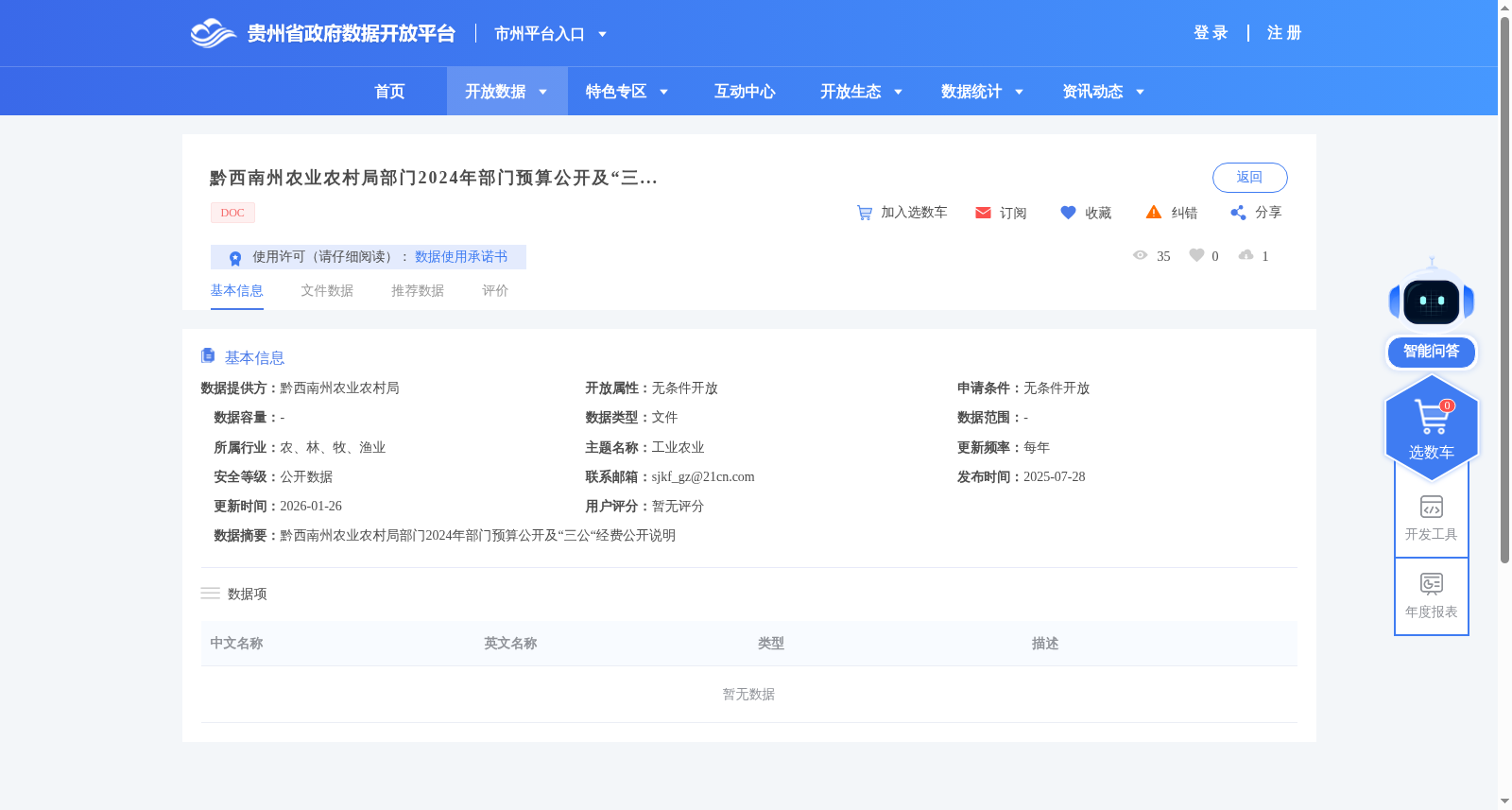 黔西南州农业农村局部门2024年部门预算公开及“三公“经费公开说明 数据集图片