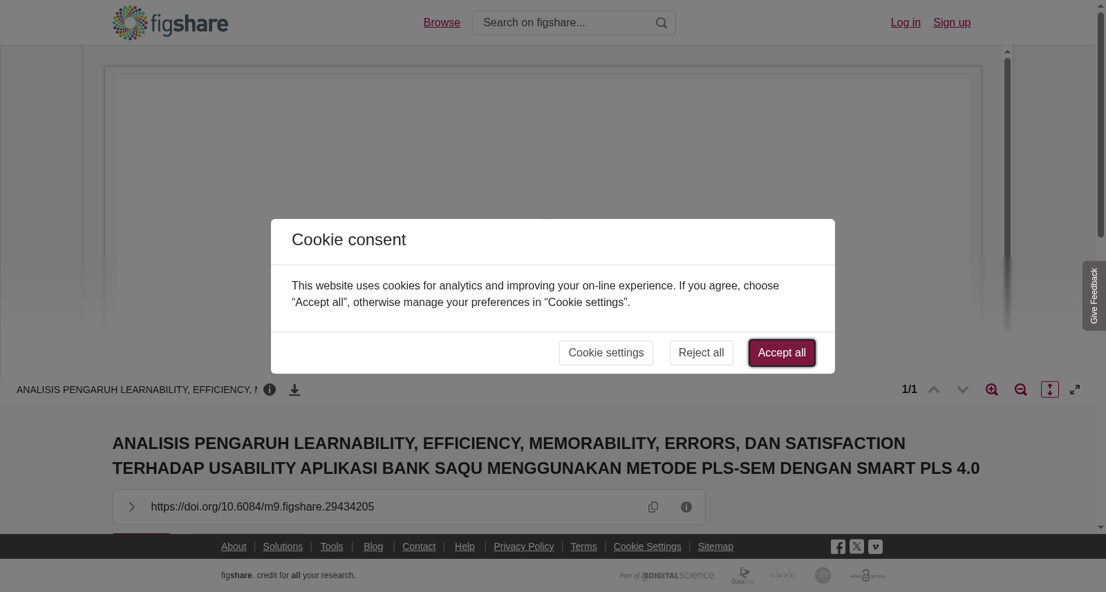<b>ANALISIS PENGARUH LEARNABILITY, EFFICIENCY, MEMORABILITY, ERRORS, DAN SATISFACTION TERHADAP USABILITY APLIKASI BANK SAQU MENGGUNAKAN METODE PLS-SEM DENGAN SMART PLS 4.0</b> 数据集图片