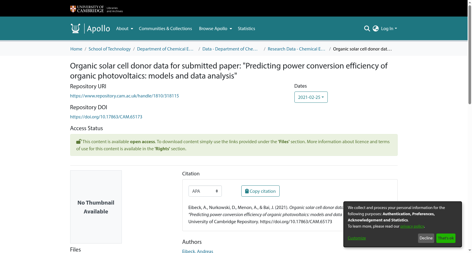 Organic solar cell donor data for submitted paper: "Predicting power conversion efficiency of organic photovoltaics: models and data analysis" 数据集图片