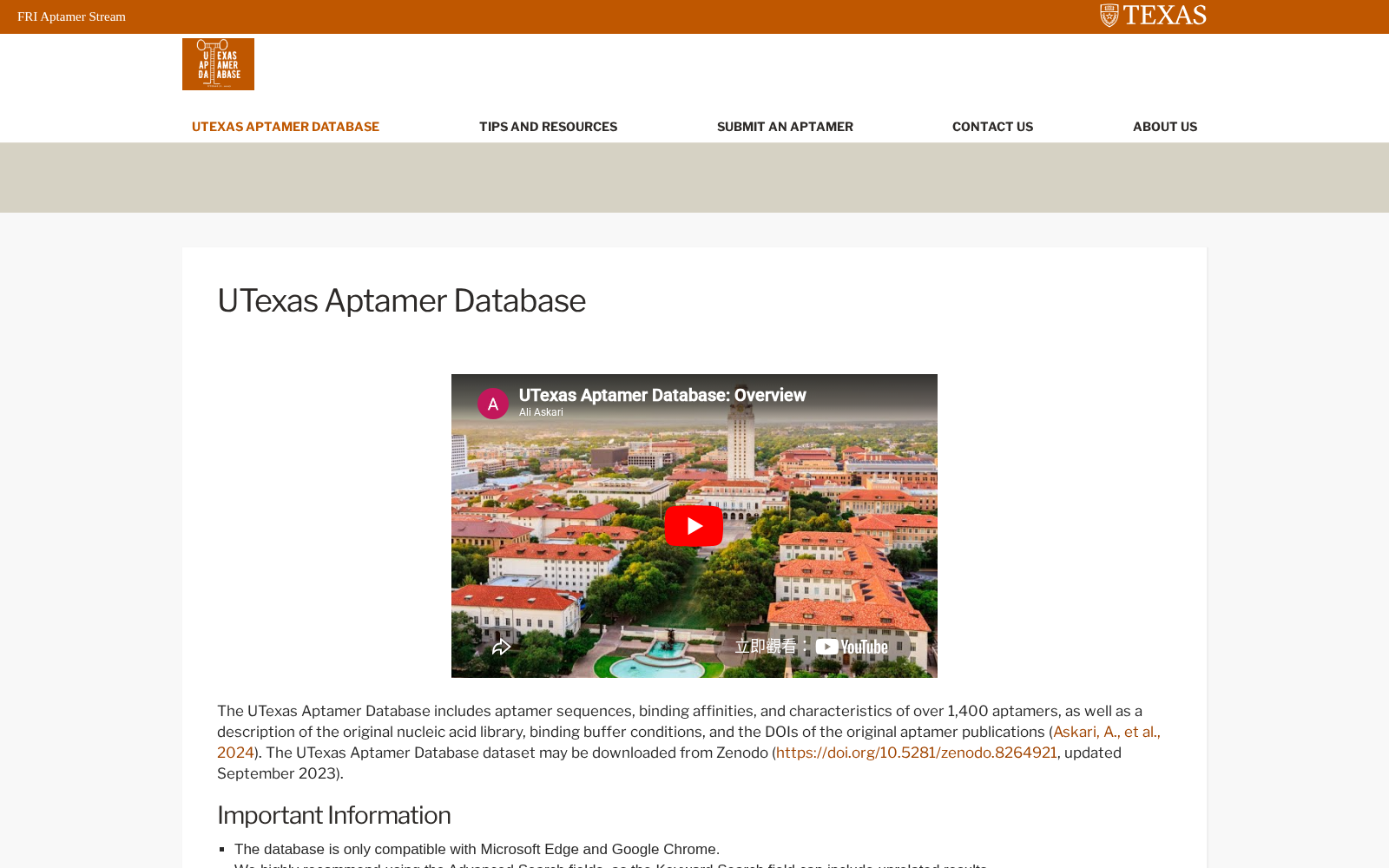UTexas Aptamer Database 数据集图片