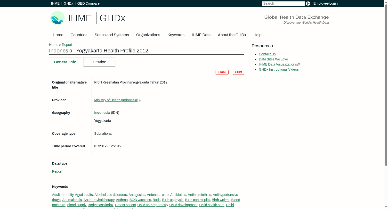 Indonesia - Yogyakarta Health Profile 2012 数据集图片