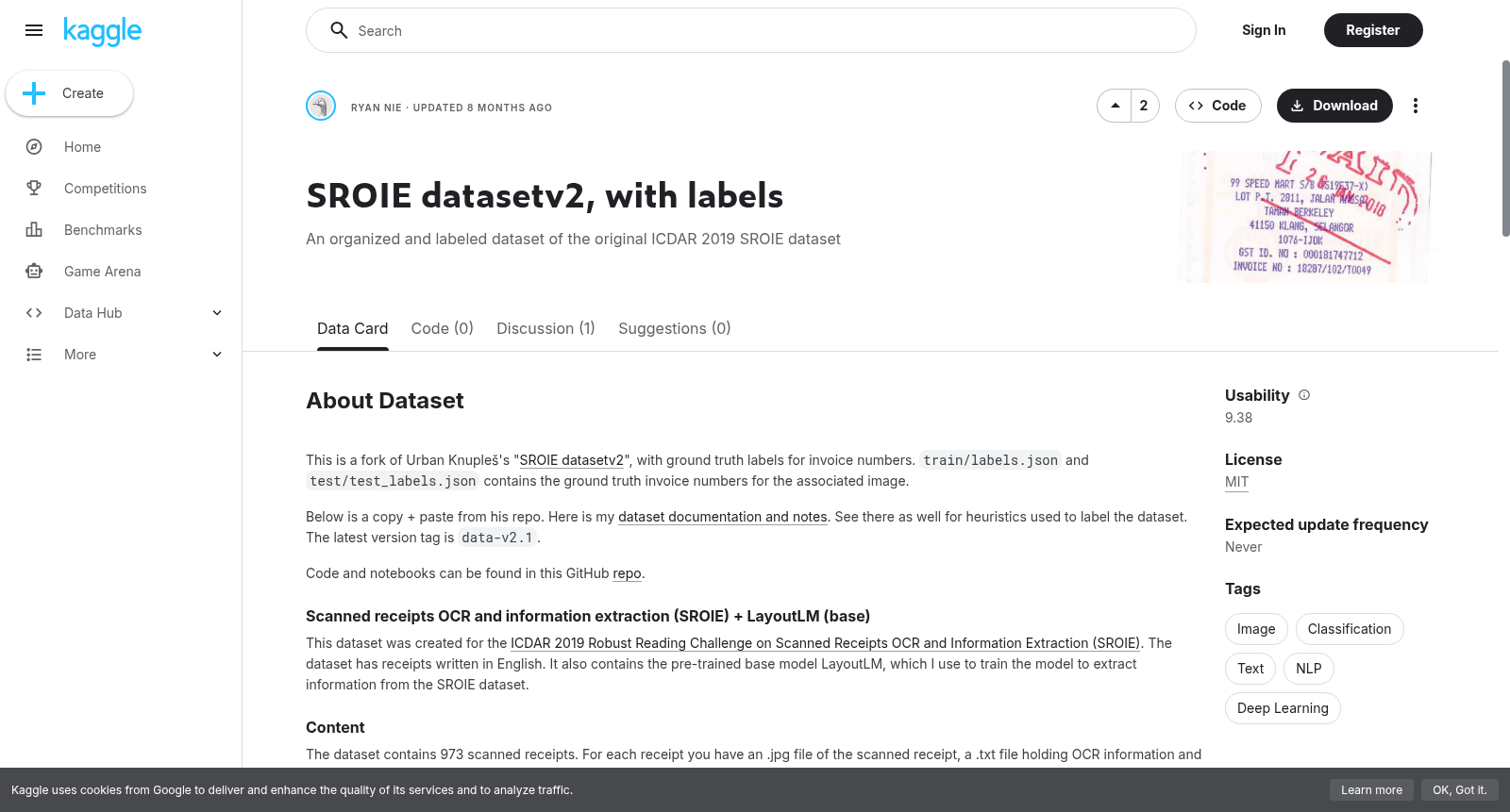 SROIE datasetv2, with labels 数据集图片