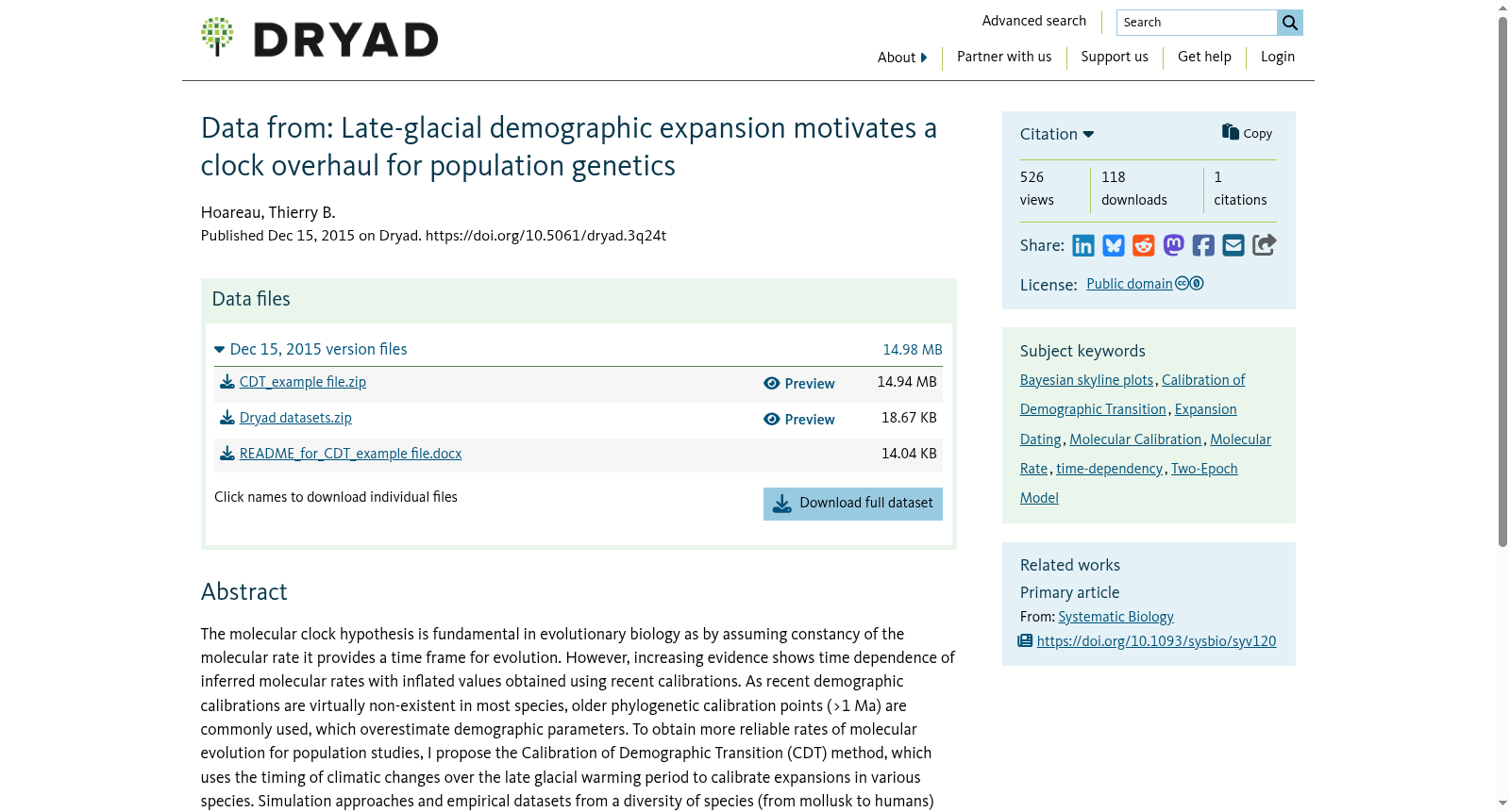 Late-glacial demographic expansion motivates a clock overhaul for population genetics 数据集图片