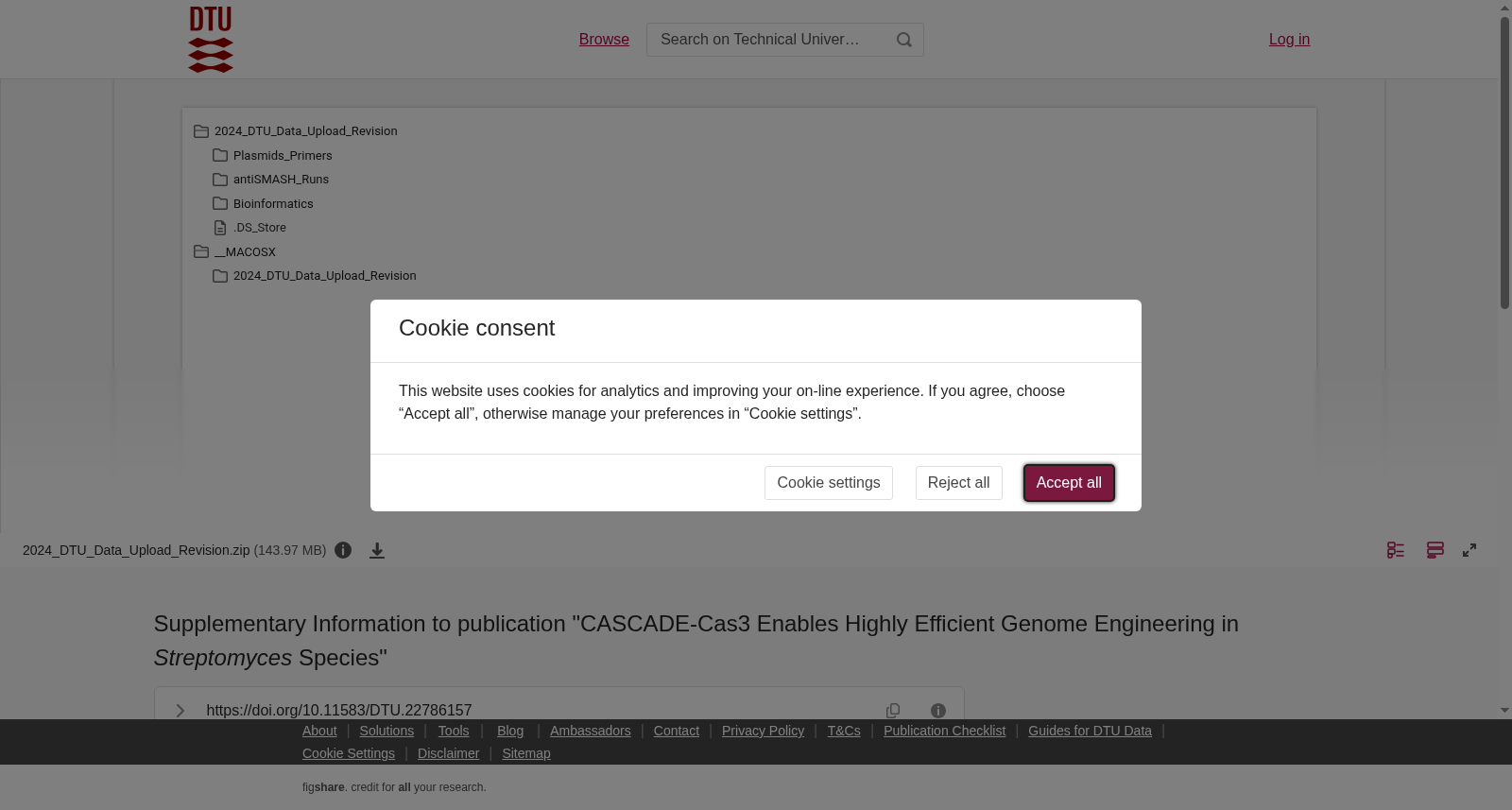 Supplementary Information to publication "CASCADE-Cas3 Enables Highly Efficient Genome Engineering in <i>Streptomyces</i> Species" 数据集图片