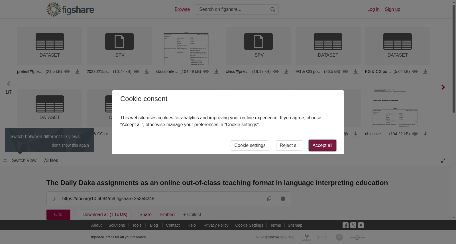 <b>The Daily Daka</b><b> assignment</b><b>s</b><b> </b><b>as an online out-of-class teaching format in language interpreting education</b> 数据集图片