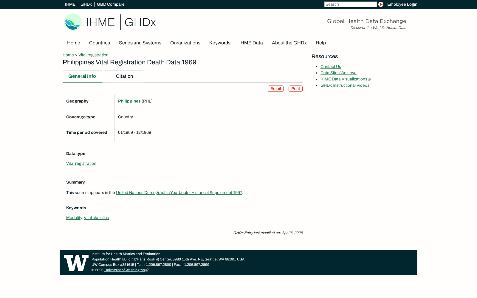 Philippines Vital Registration Death Data 1969 数据集图片