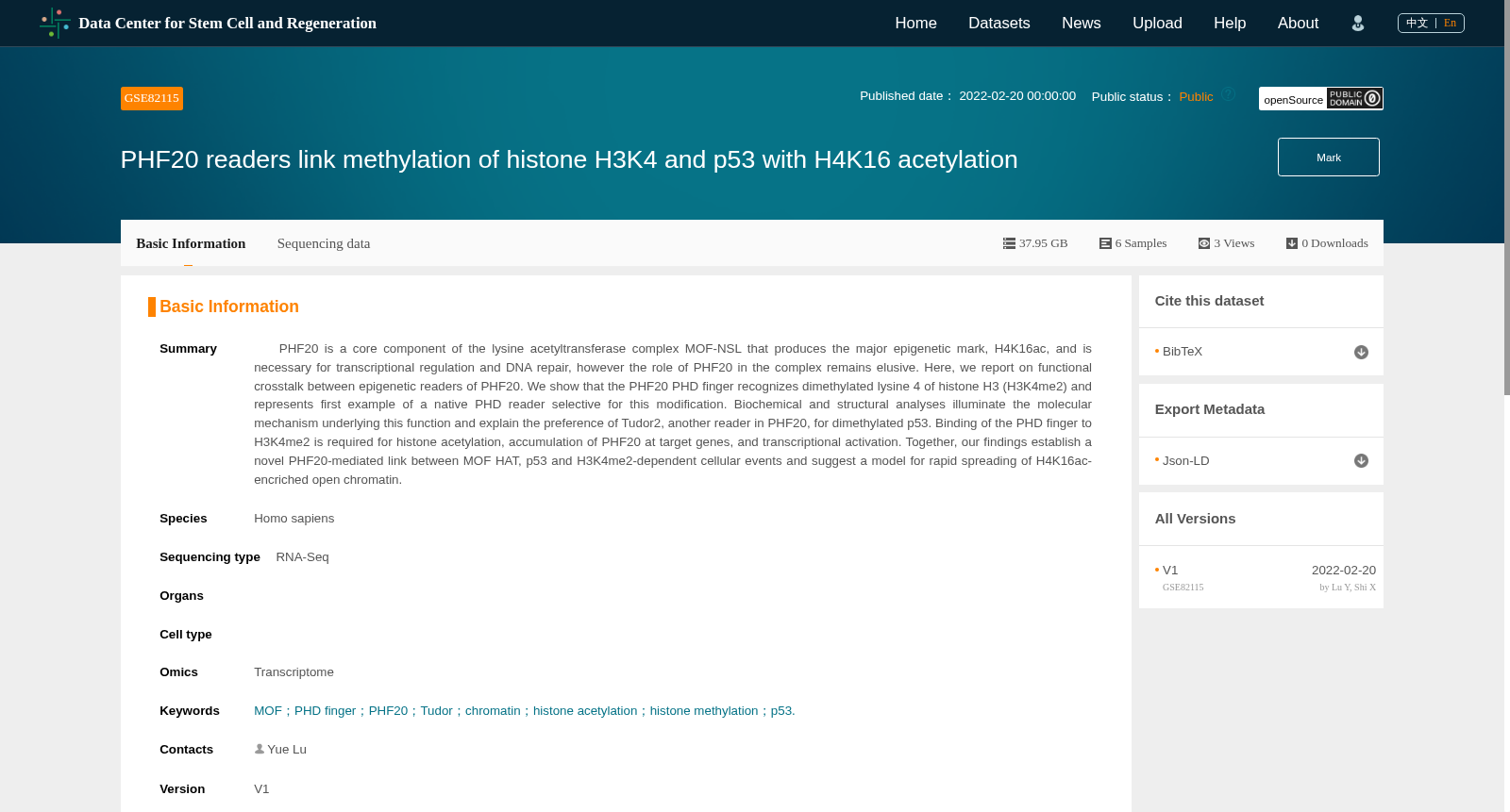 PHF20 readers link methylation of histone H3K4 and p53 with H4K16 acetylation 数据集图片