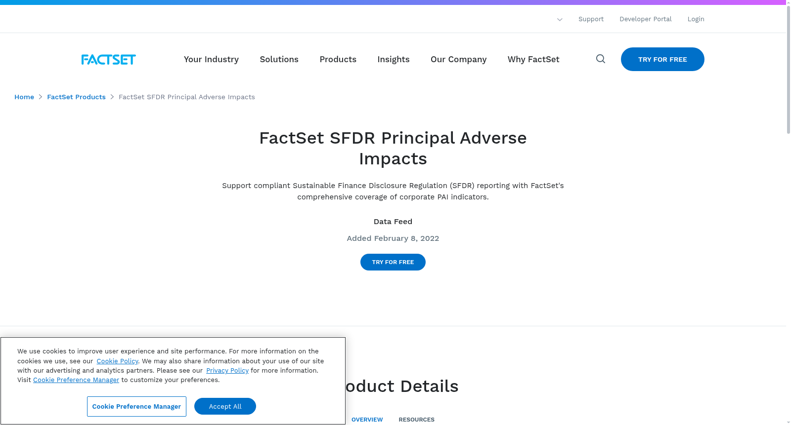 FactSet SFDR Principal Adverse Impacts 数据集图片