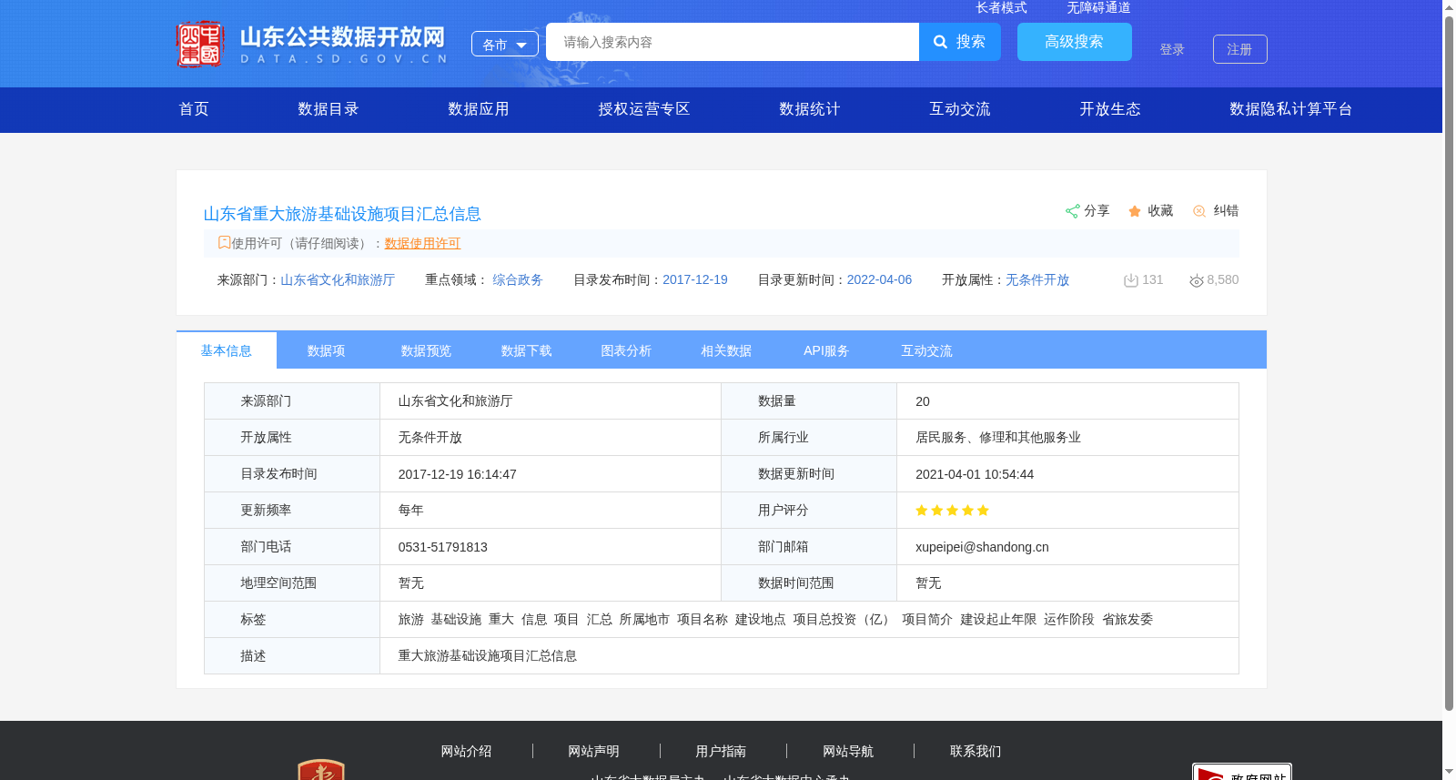 山东省重大旅游基础设施项目汇总信息 数据集图片