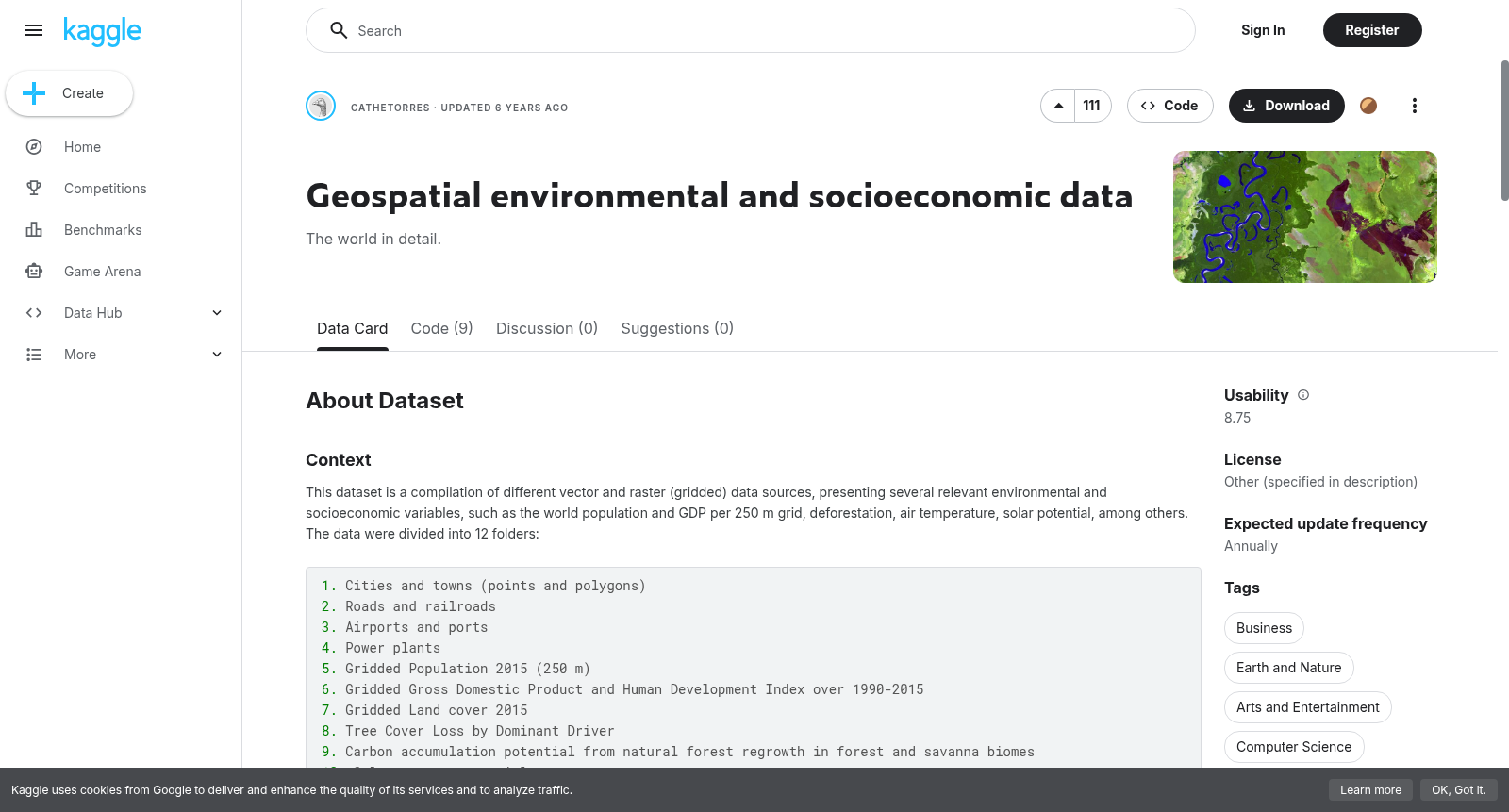 Geospatial environmental and socioeconomic data 数据集图片