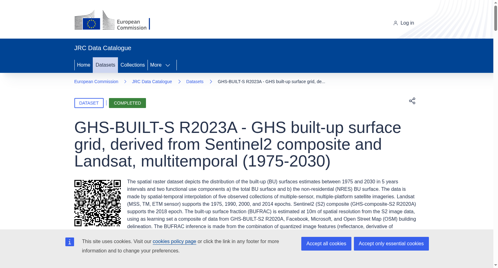 GHS-BUILT-S R2023A - GHS built-up surface grid, derived from Sentinel2 composite and Landsat, multitemporal (1975-2030) 数据集图片