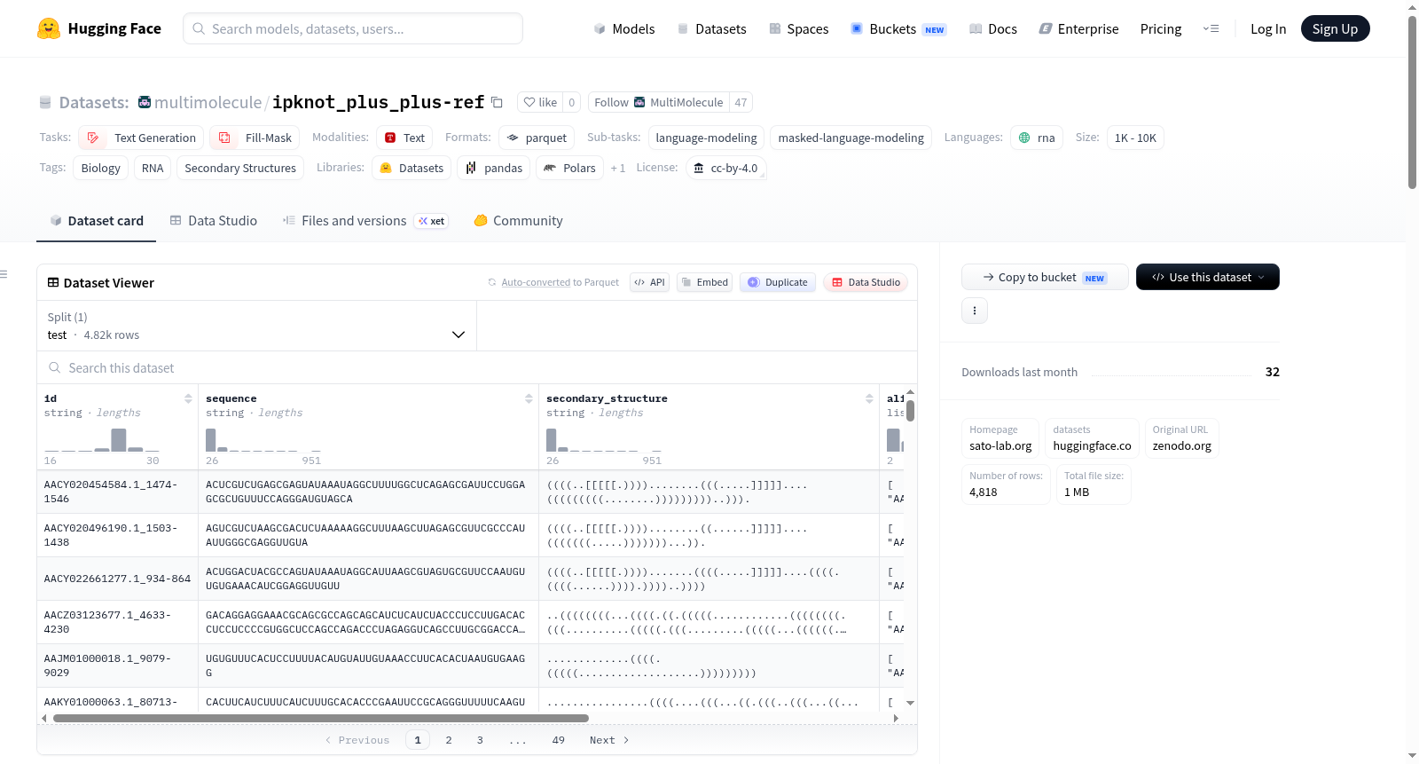multimolecule/ipknot_plus_plus-ref 数据集图片