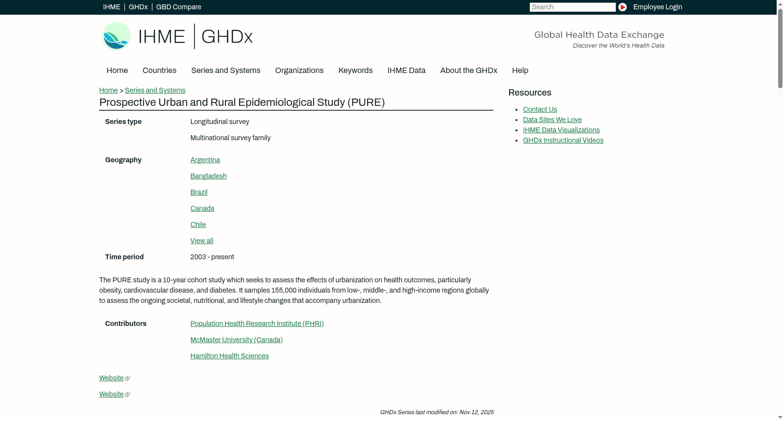 Prospective Urban and Rural Epidemiological Study (PURE) 数据集图片
