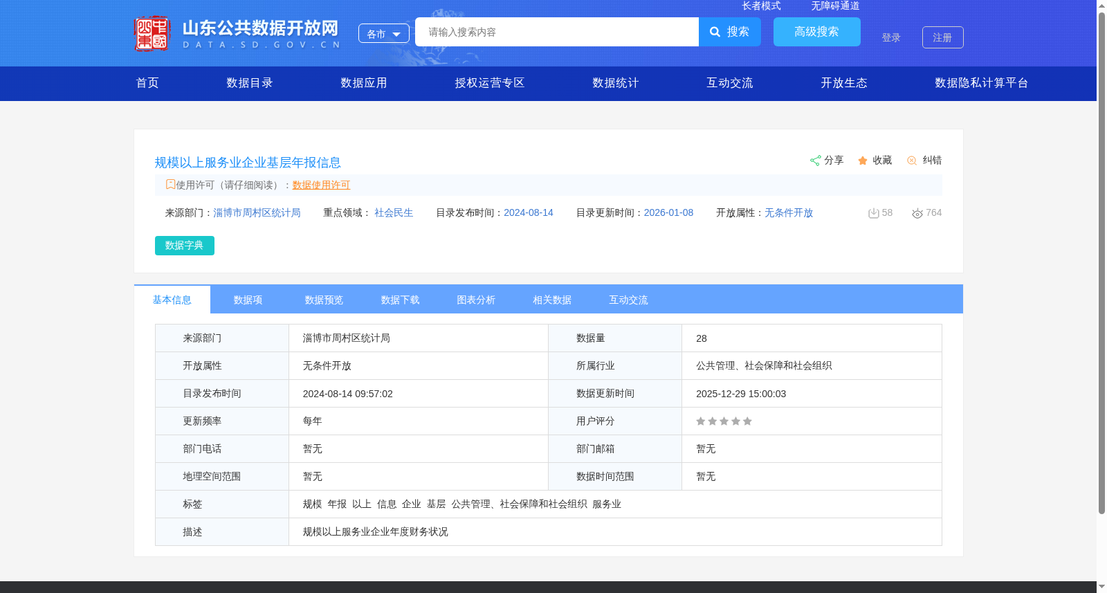 规模以上服务业企业基层年报信息 数据集图片
