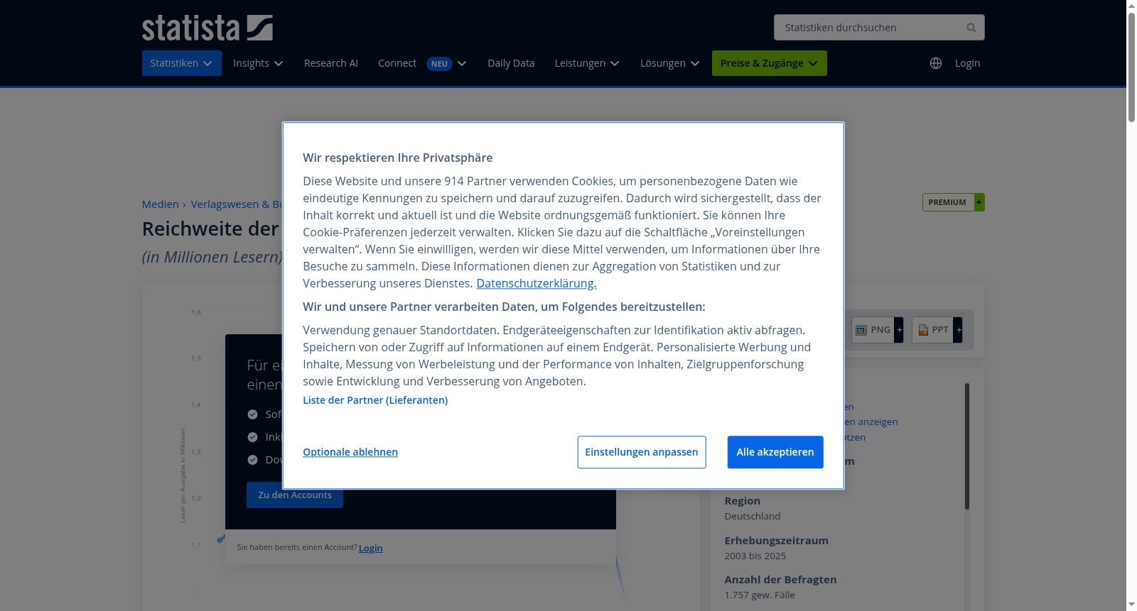 Reichweite der Süddeutschen Zeitung bis 2023 数据集图片