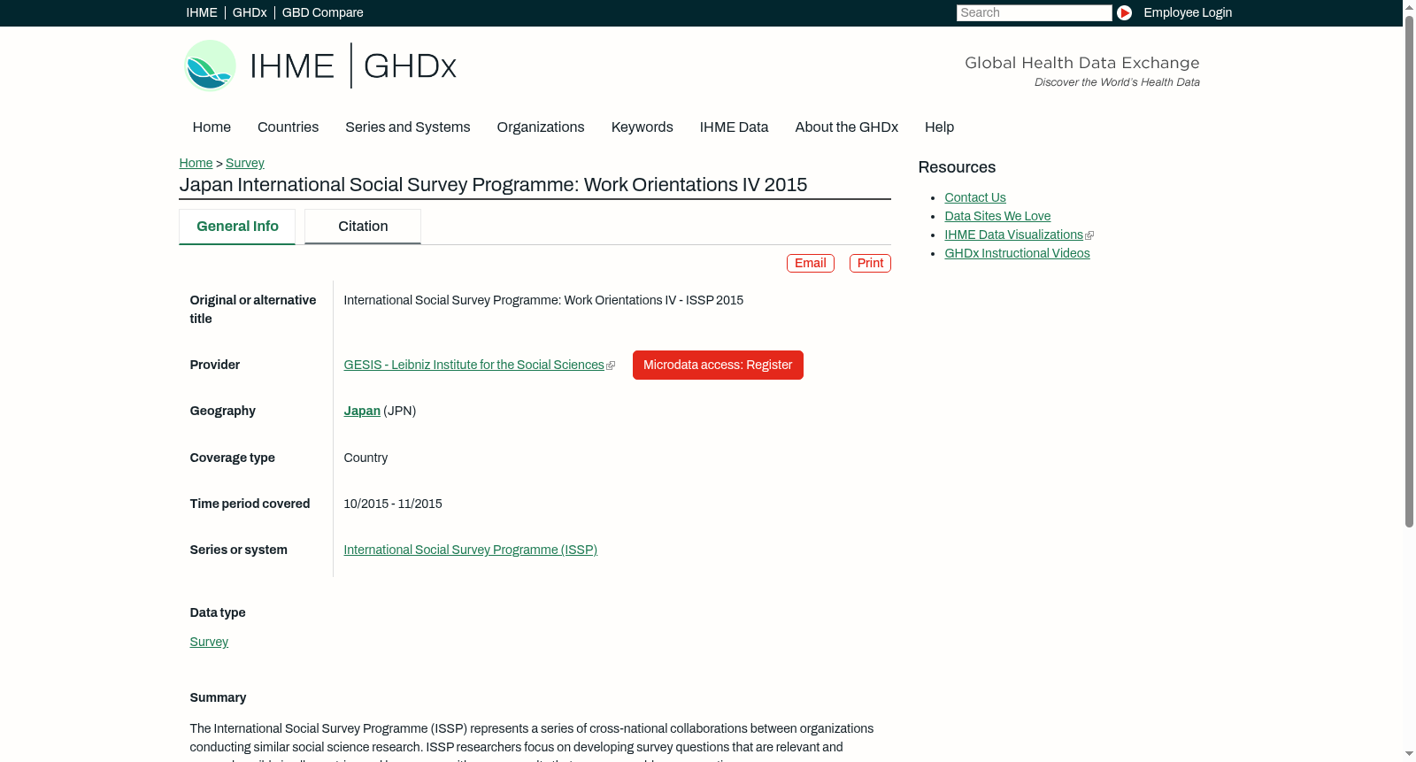 Japan International Social Survey Programme: Work Orientations IV 2015 数据集图片