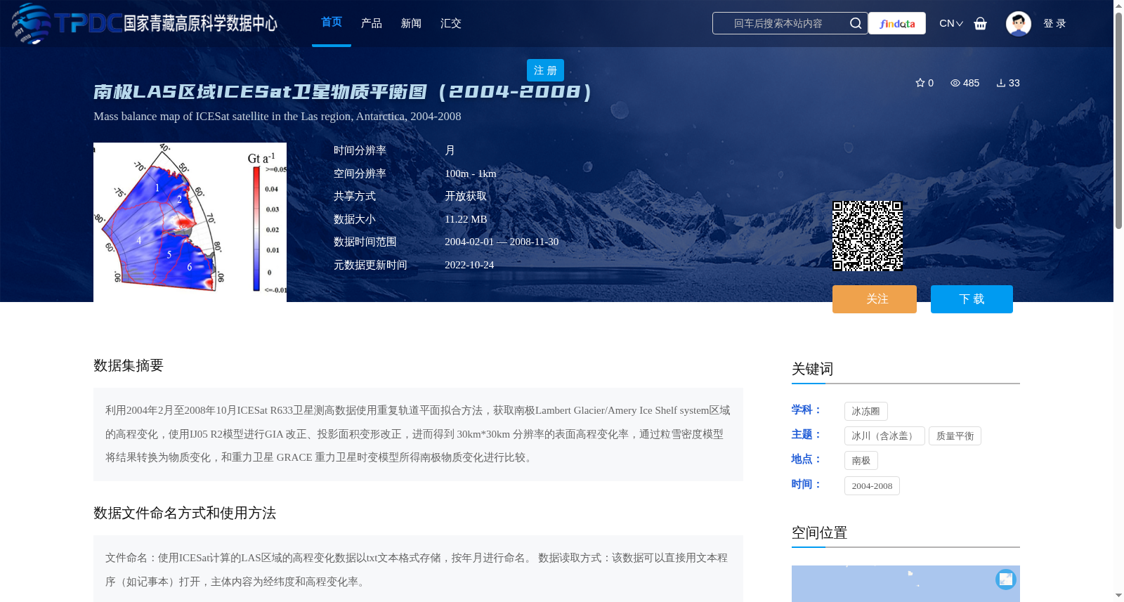 南极LAS区域ICESat卫星物质平衡图(2004-2008) 数据集图片