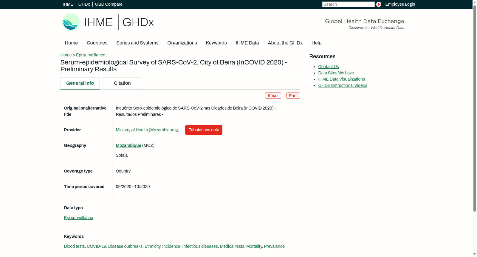 Serum-epidemiological Survey of SARS-CoV-2, City of Beira (InCOVID 2020) - Preliminary Results 数据集图片