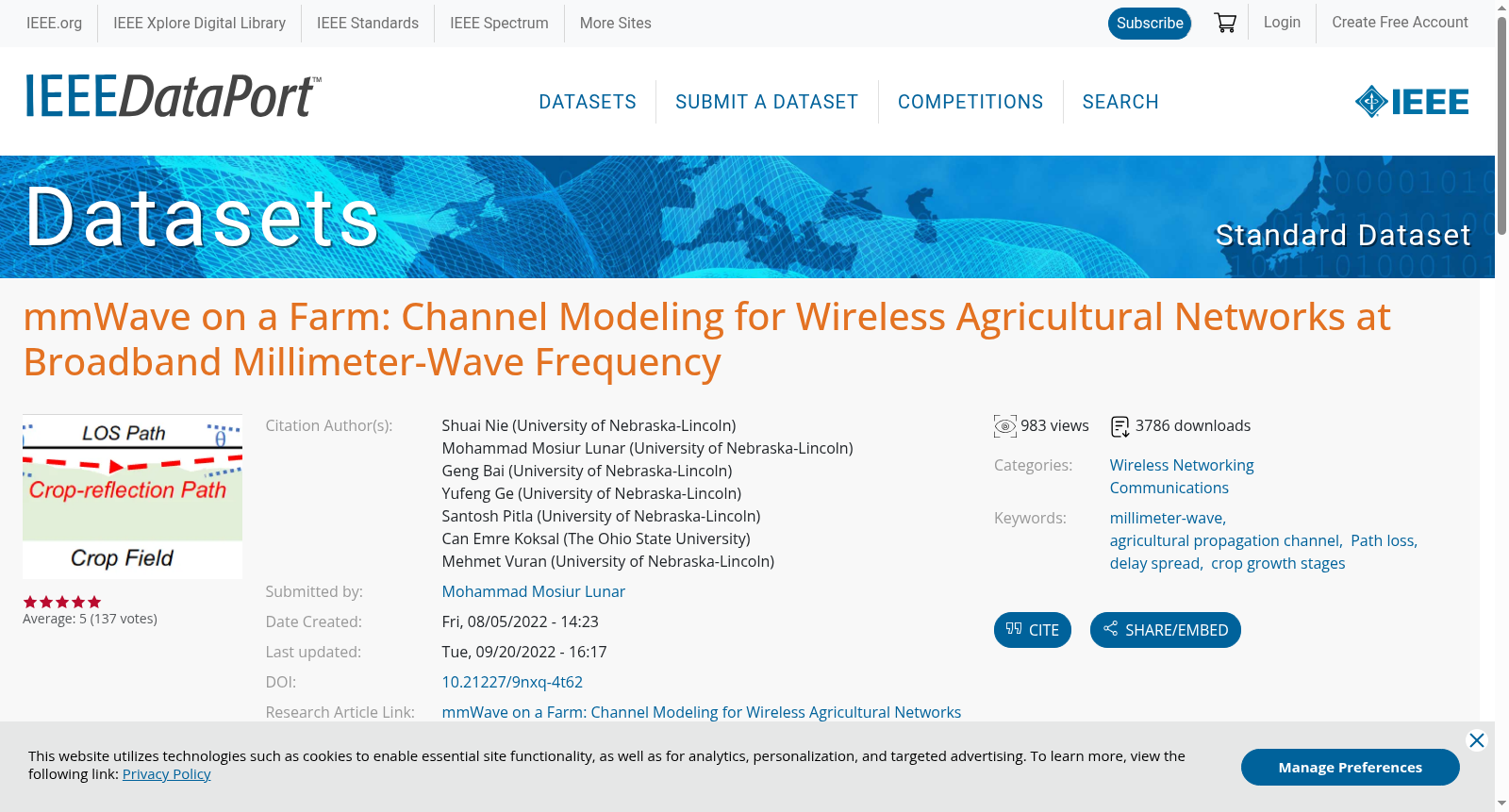 mmWave on a Farm: Channel Modeling for Wireless Agricultural Networks at Broadband Millimeter-Wave Frequency 数据集图片