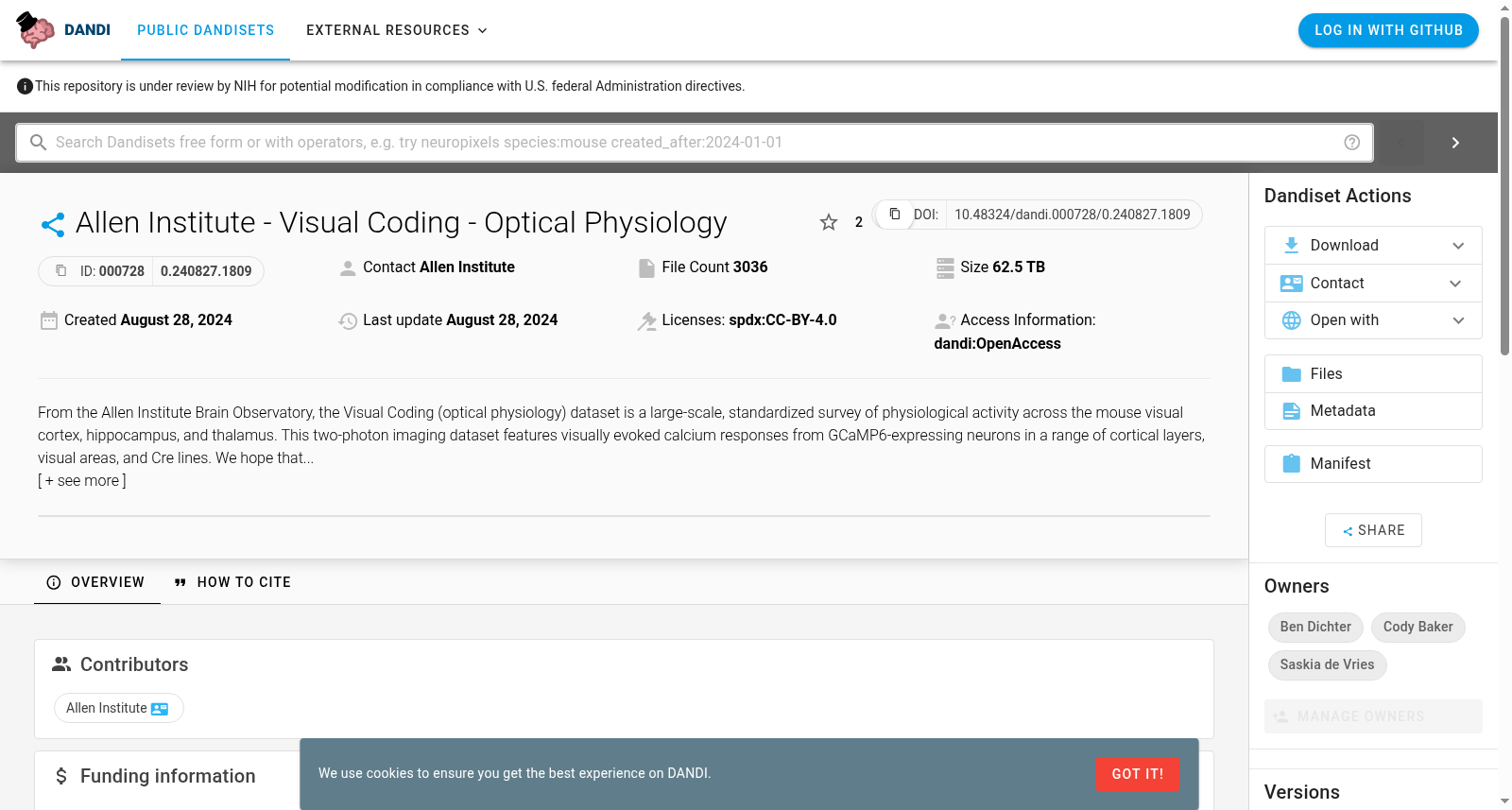 Allen Institute - Visual Coding - Optical Physiology 数据集图片