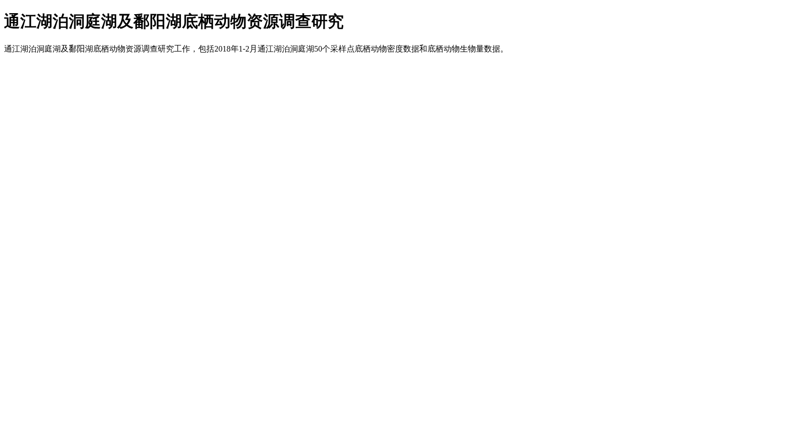 通江湖泊洞庭湖及鄱阳湖底栖动物资源调查研究 数据集图片