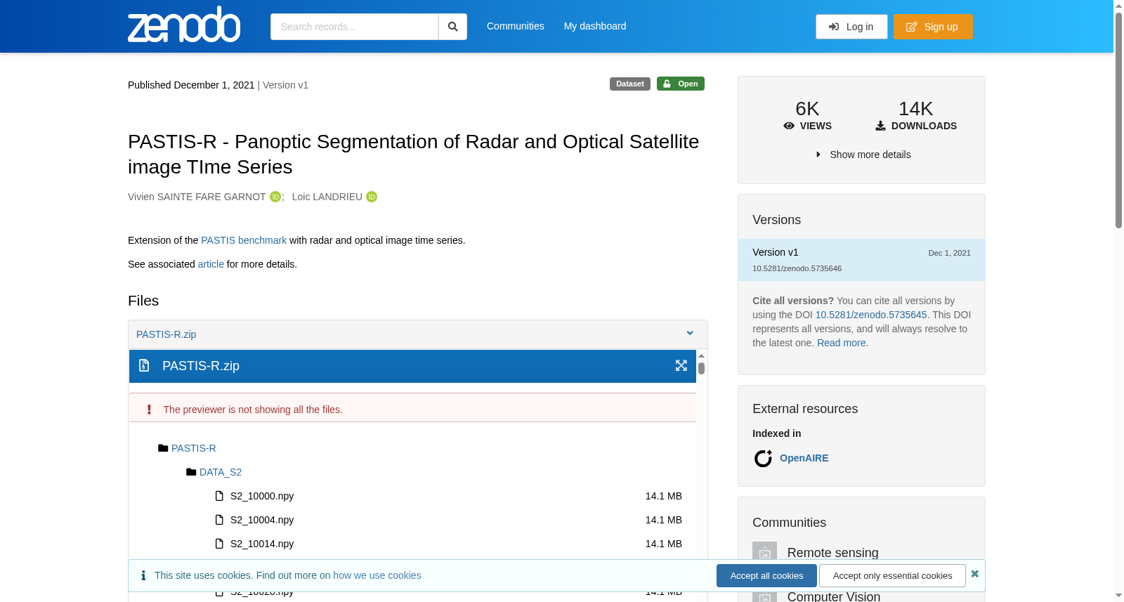 PASTIS-R - Panoptic Segmentation of Radar and Optical Satellite image TIme Series 数据集图片