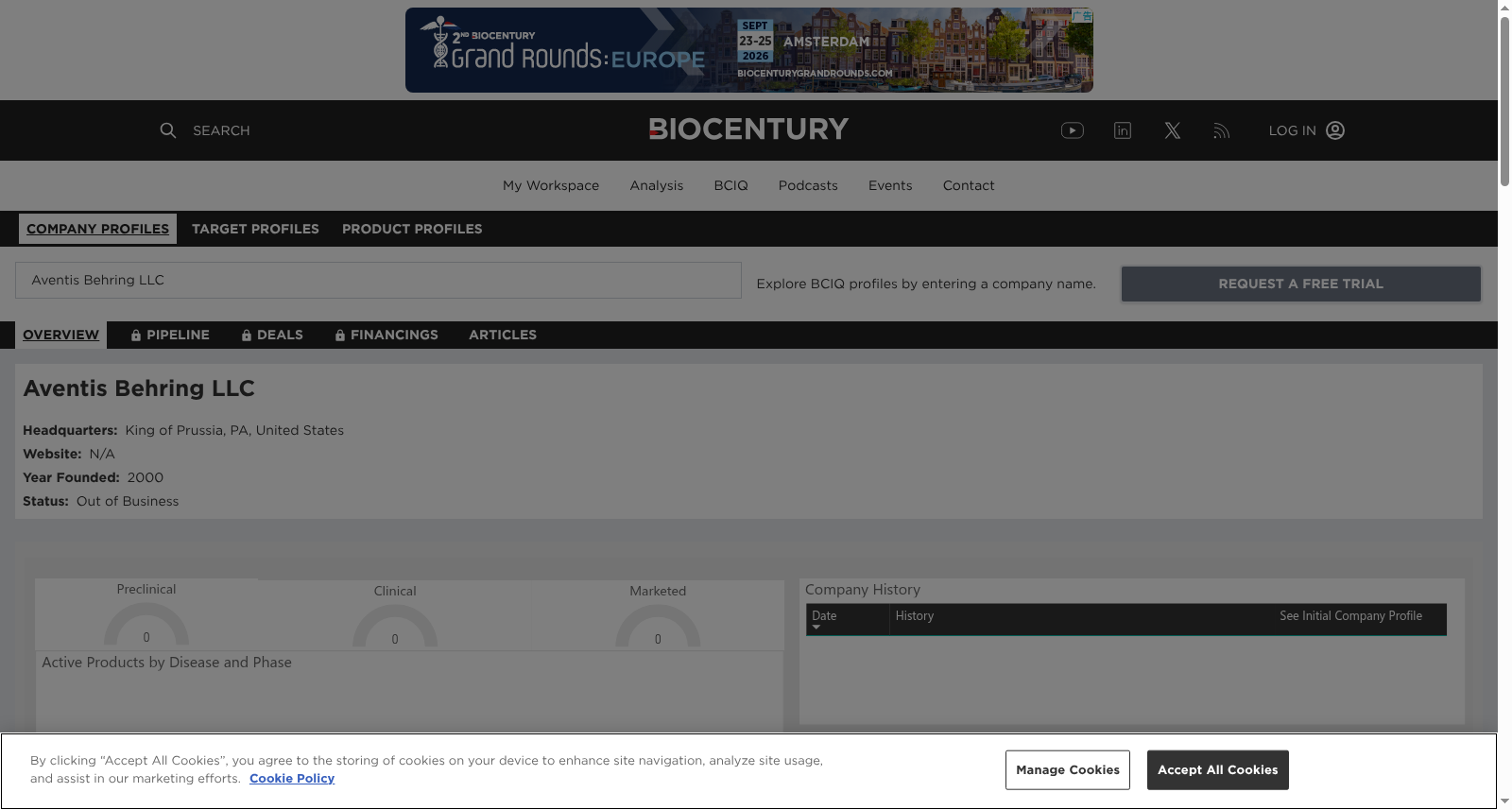 Aventis Behring LLC - BioCentury Company Profiles - BCIQ 数据集图片